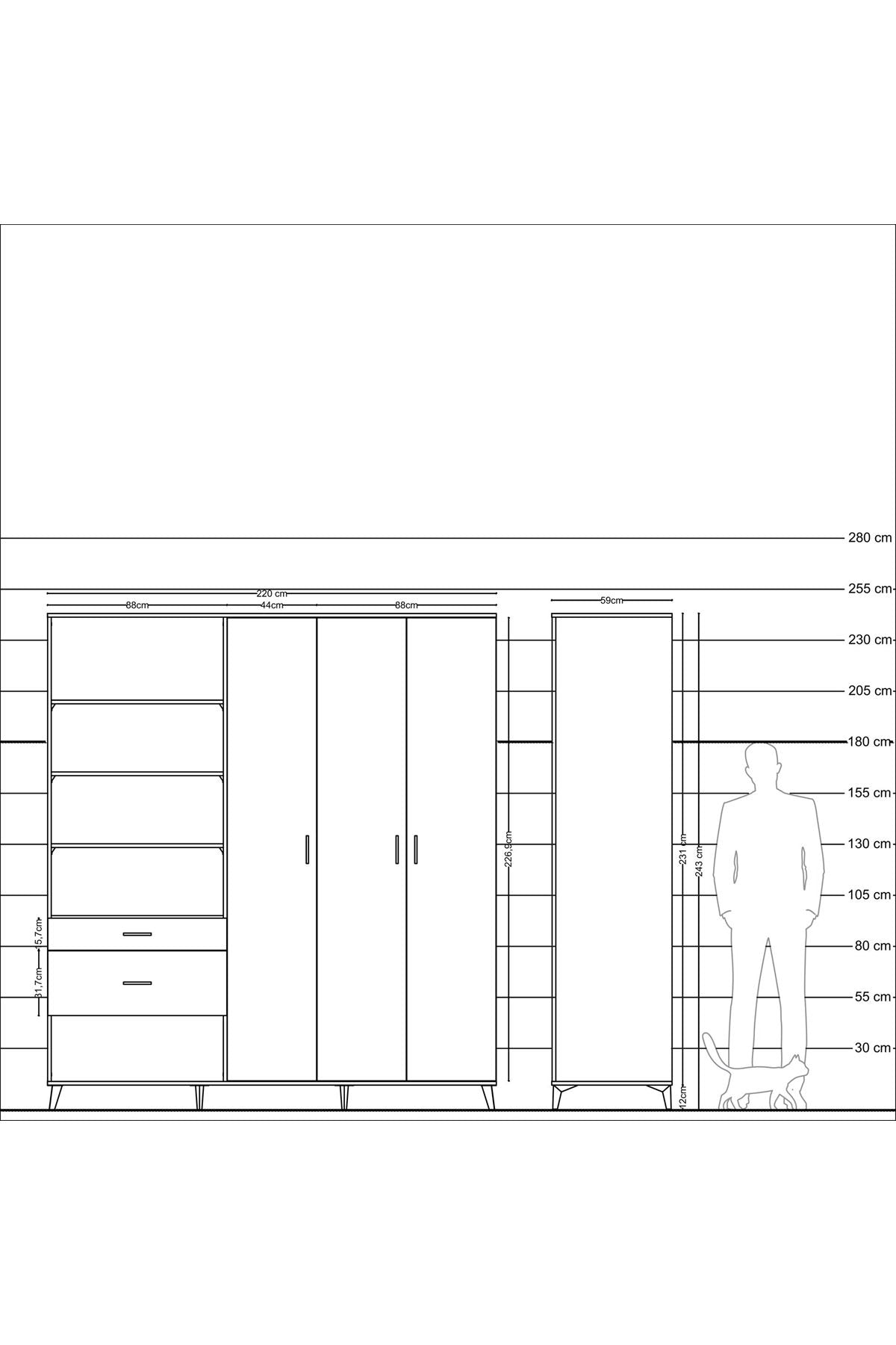 Kronos Dolap 16 Raflı 2 Çekmeceli 3 Kapaklı 220x59x243 - S784M041V11C