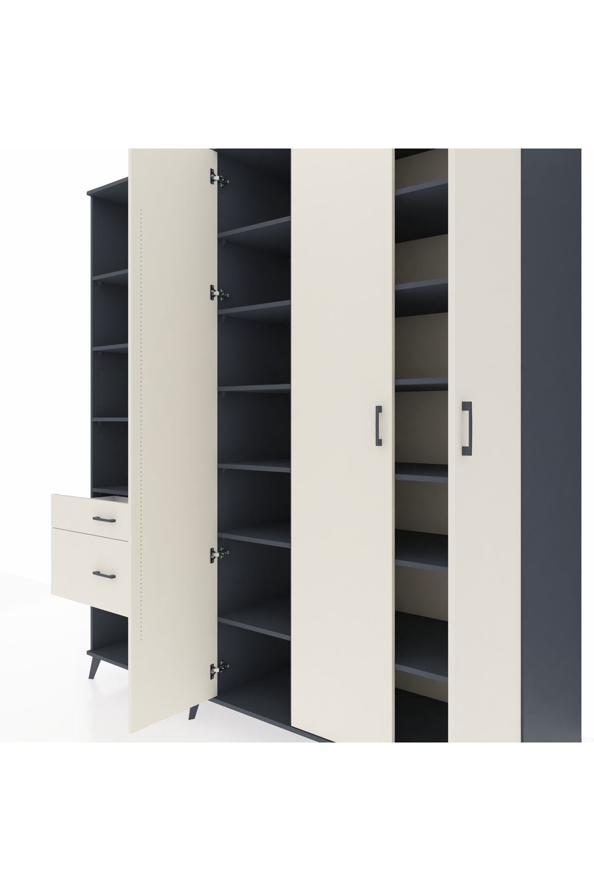 Kronos Dolap 16 Raflı 2 Çekmeceli 3 Kapaklı 220x59x243 - S784M041V13C