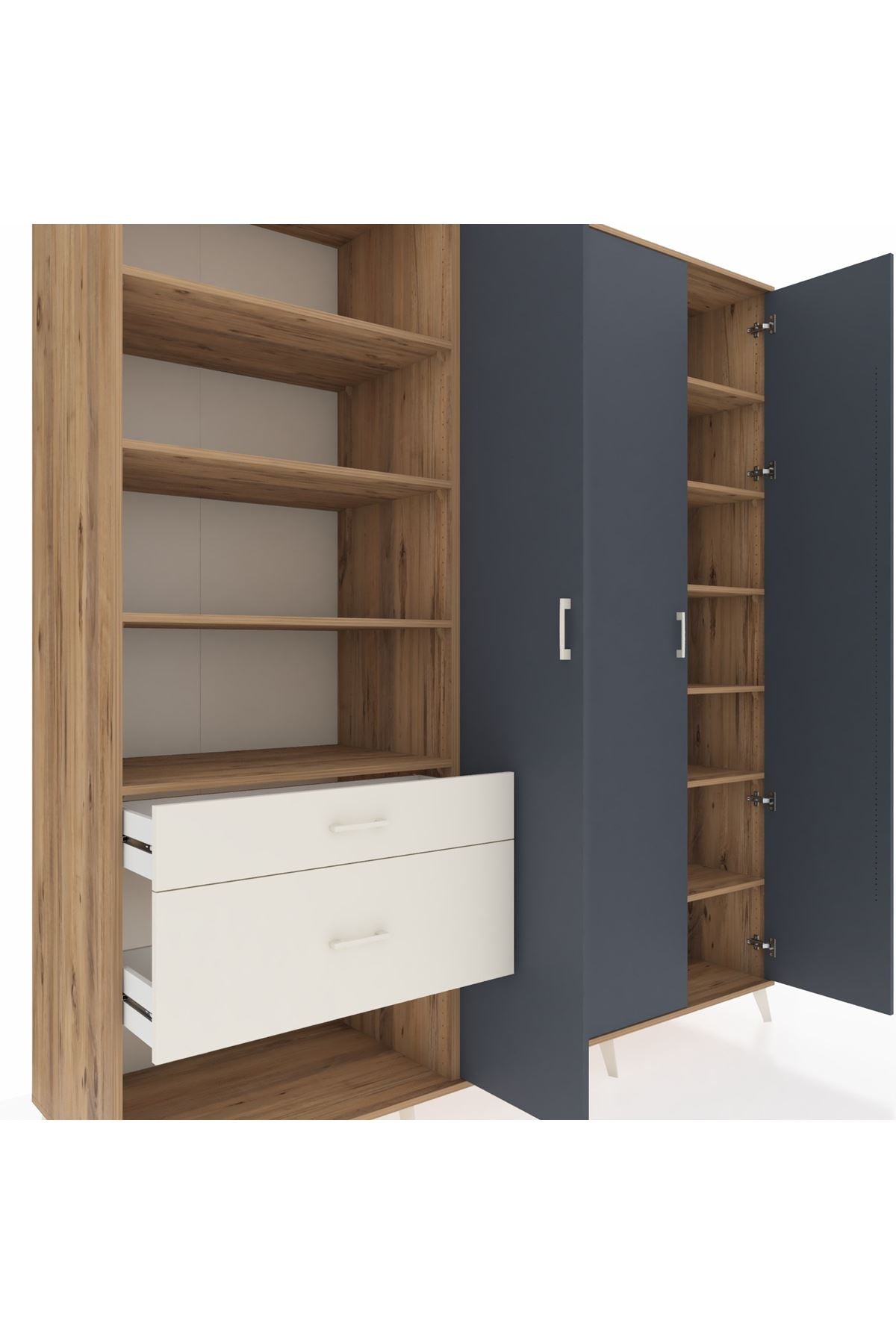 Kronos Dolap 16 Raflı 2 Çekmeceli 3 Kapaklı 220x59x243 - S784M041V25C
