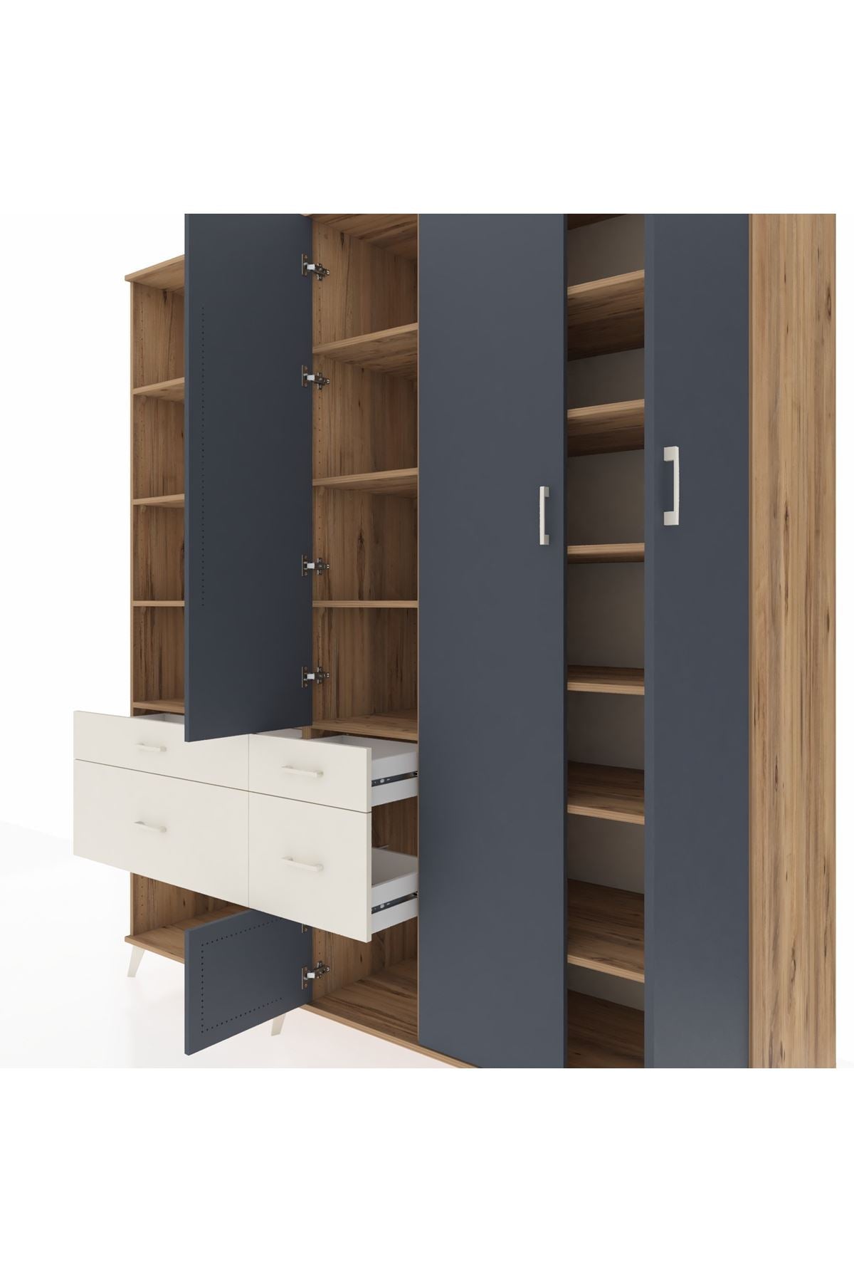 Kronos Dolap 14 Raflı 4 Çekmeceli 4 Kapaklı 220x59x243 - S784M042V25C