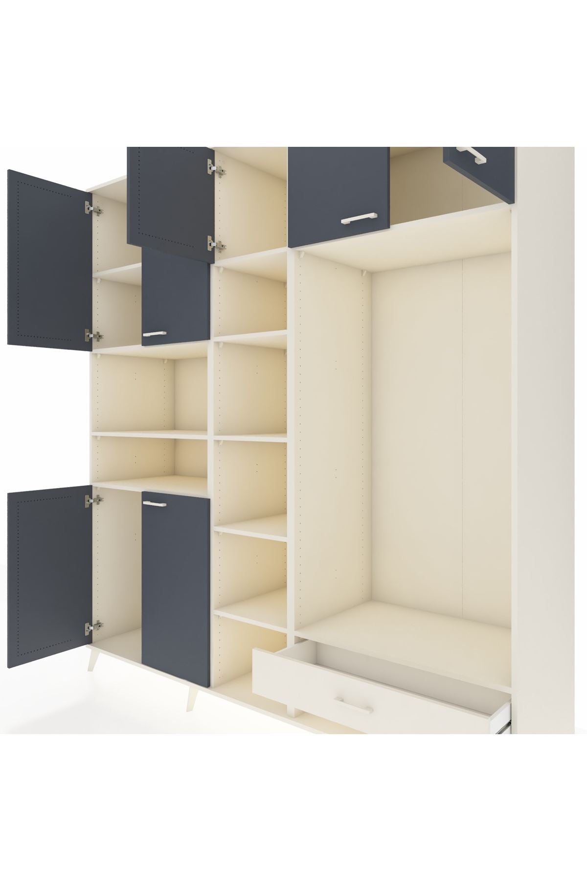 Kronos Dolap 11 Raflı Tek Çekmeceli 7 Kapaklı 220x59x243 - S784M043V07C