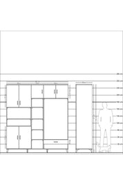 Kronos Dolap 11 Raflı Tek Çekmeceli 7 Kapaklı 220x59x243 - S784M043V14C