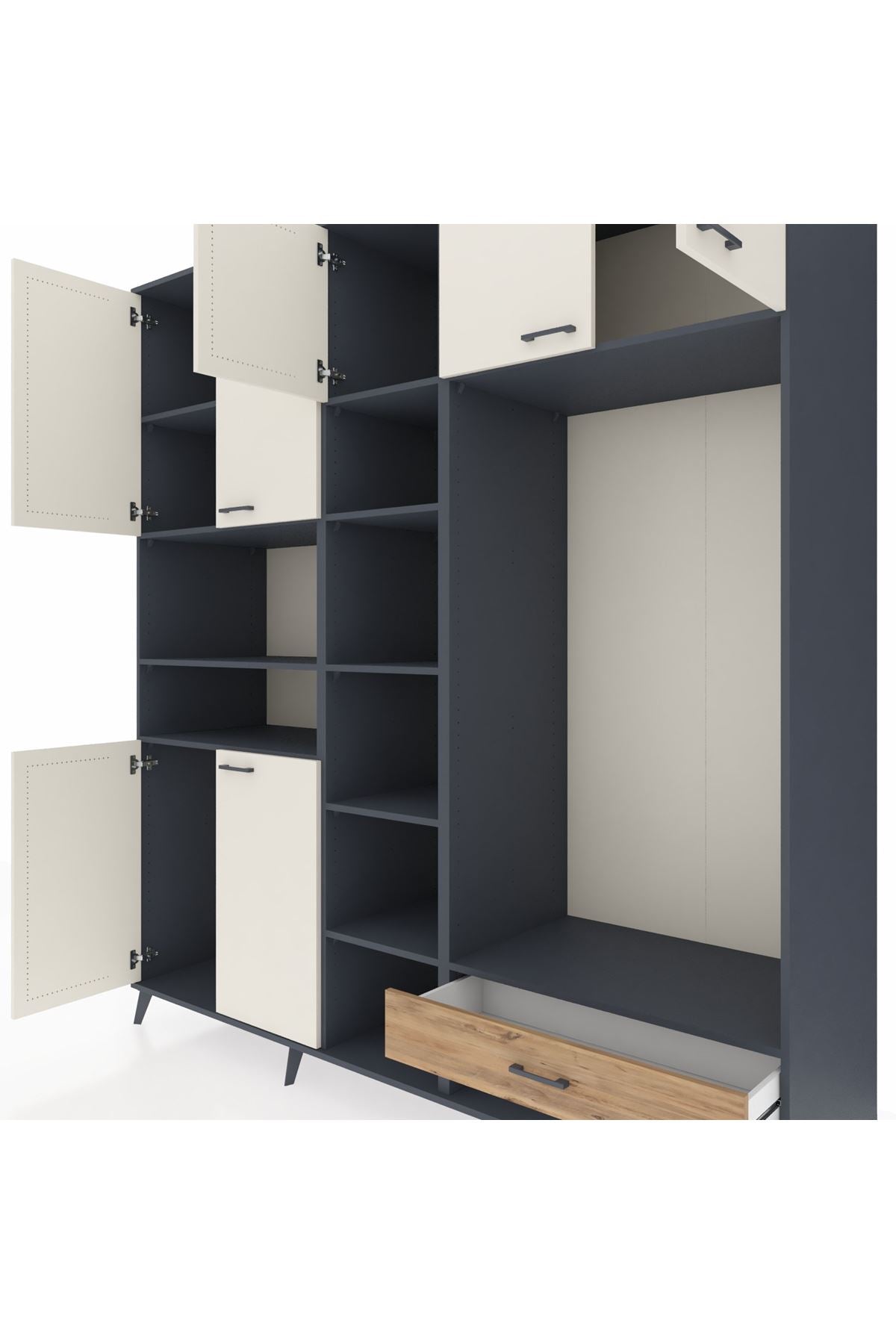 Kronos Dolap 11 Raflı Tek Çekmeceli 7 Kapaklı 220x59x243 - S784M043V15C