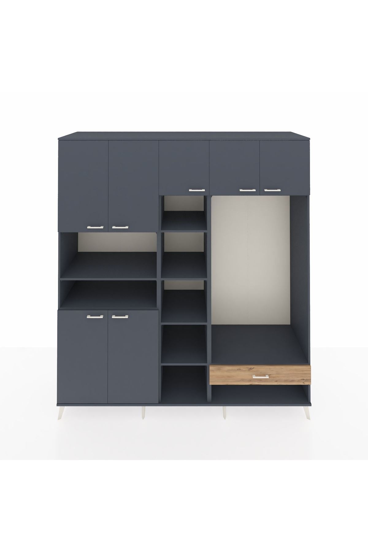 Kronos Dolap 11 Raflı Tek Çekmeceli 7 Kapaklı 220x59x243 - S784M043V18C