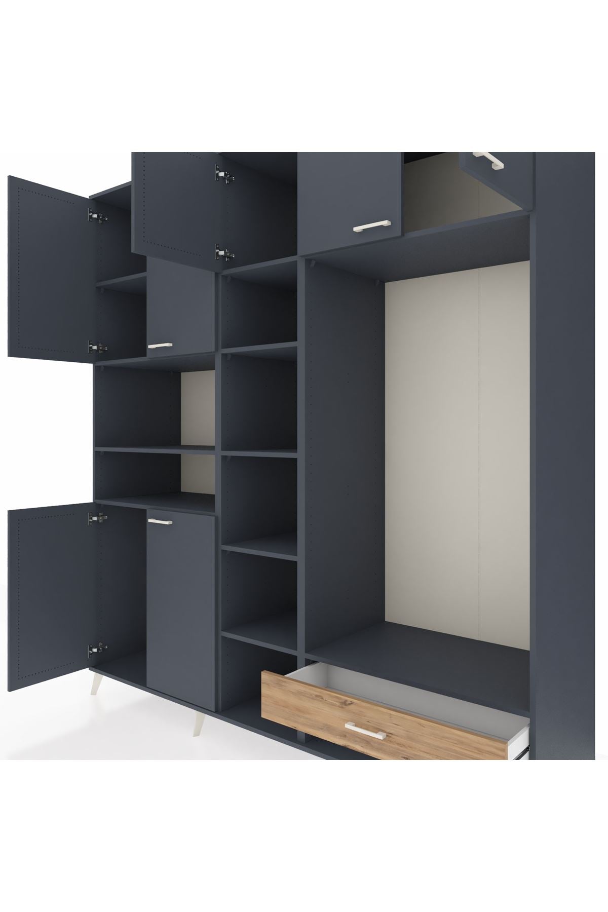 Kronos Dolap 11 Raflı Tek Çekmeceli 7 Kapaklı 220x59x243 - S784M043V18C