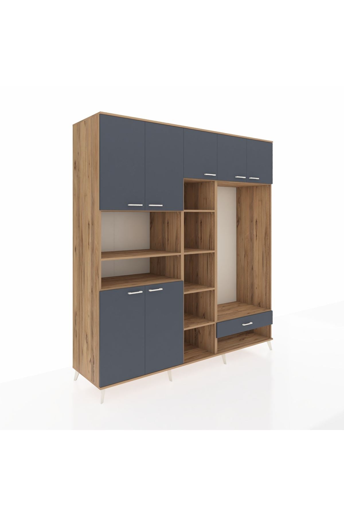 Kronos Dolap 11 Raflı Tek Çekmeceli 7 Kapaklı 220x59x243 - S784M043V26C