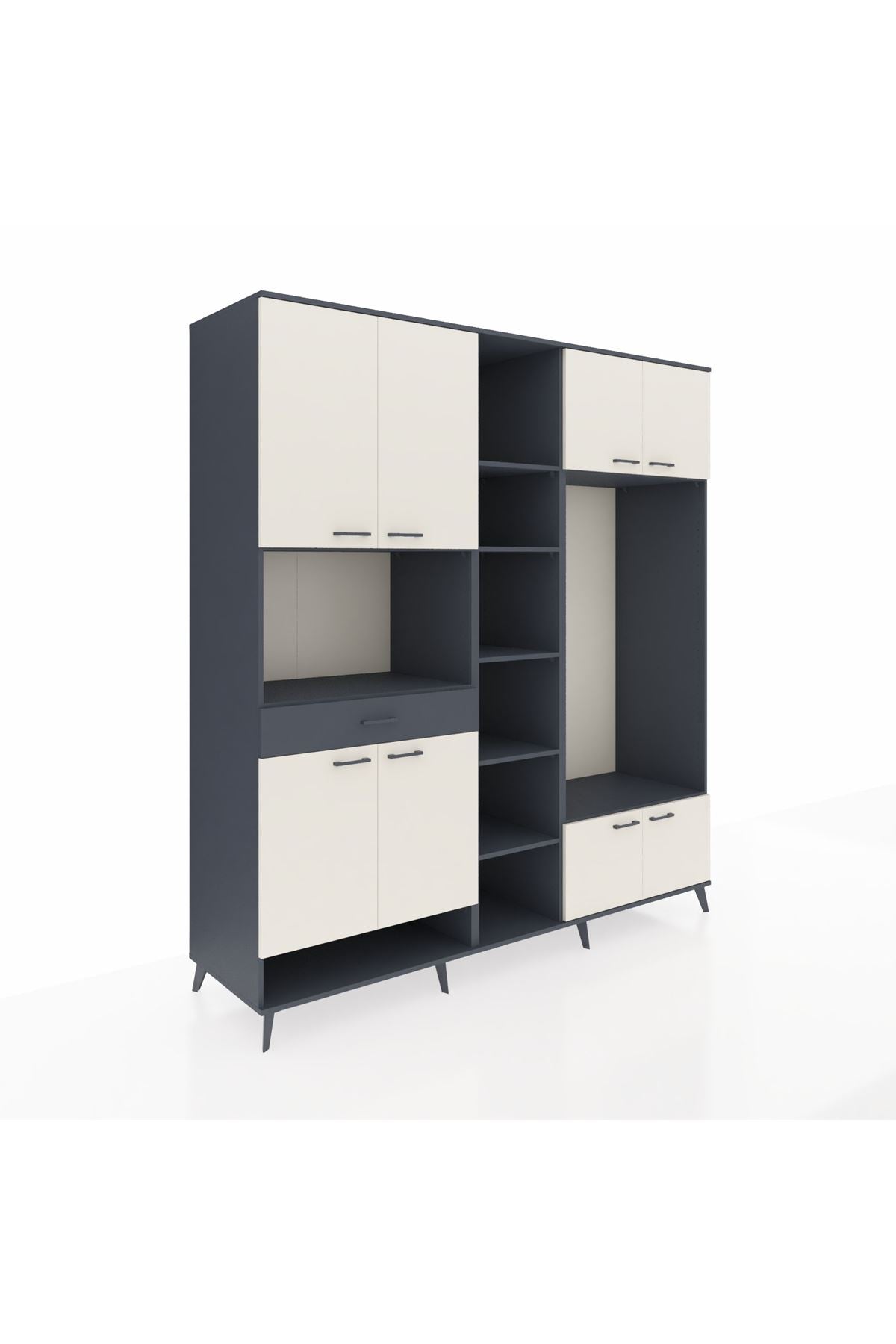 Kronos Dolap 12 Raflı Tek Çekmeceli 8 Kapaklı 220x59x243 - S784M044V14C