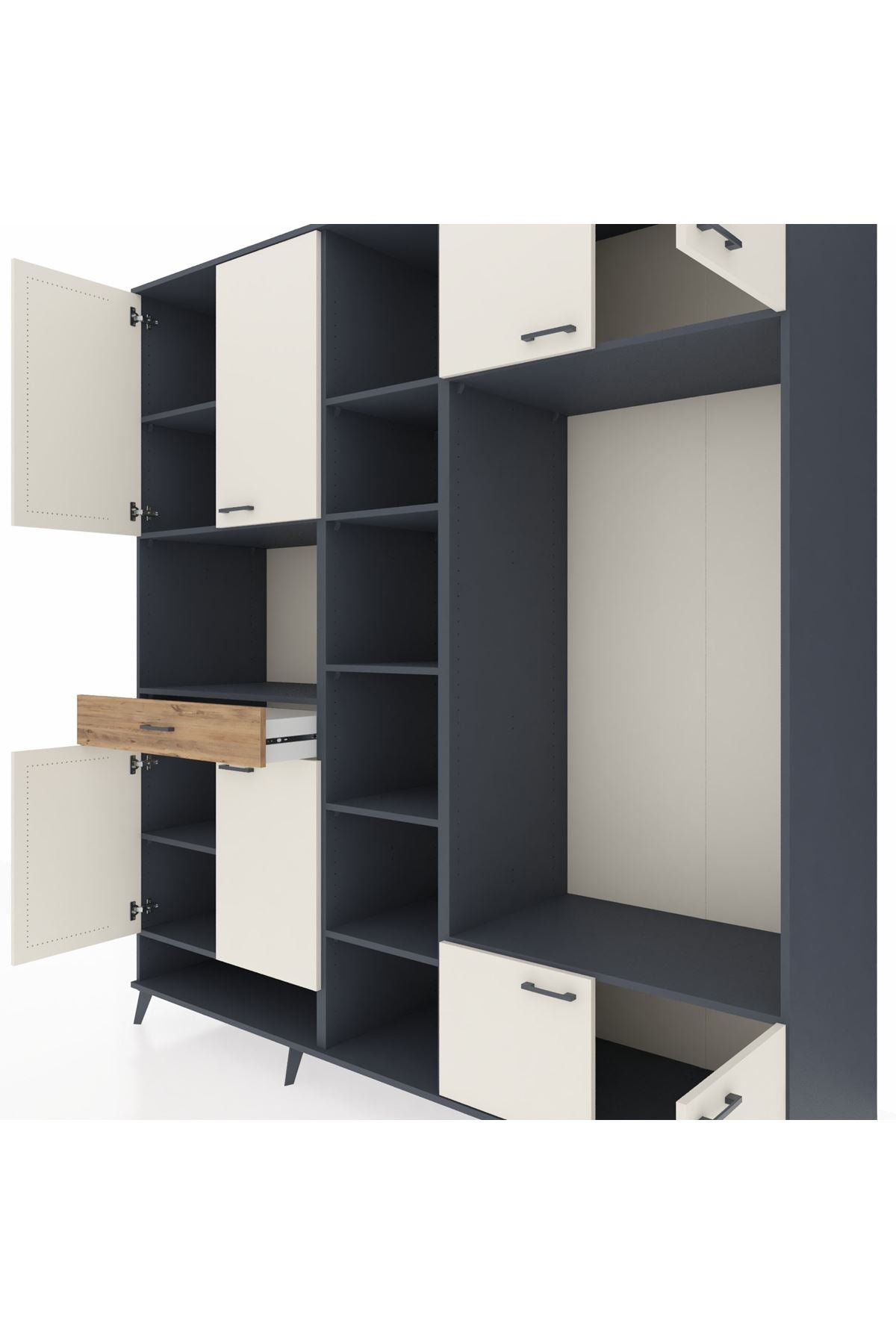 Kronos Dolap 12 Raflı Tek Çekmeceli 8 Kapaklı 220x59x243 - S784M044V15C