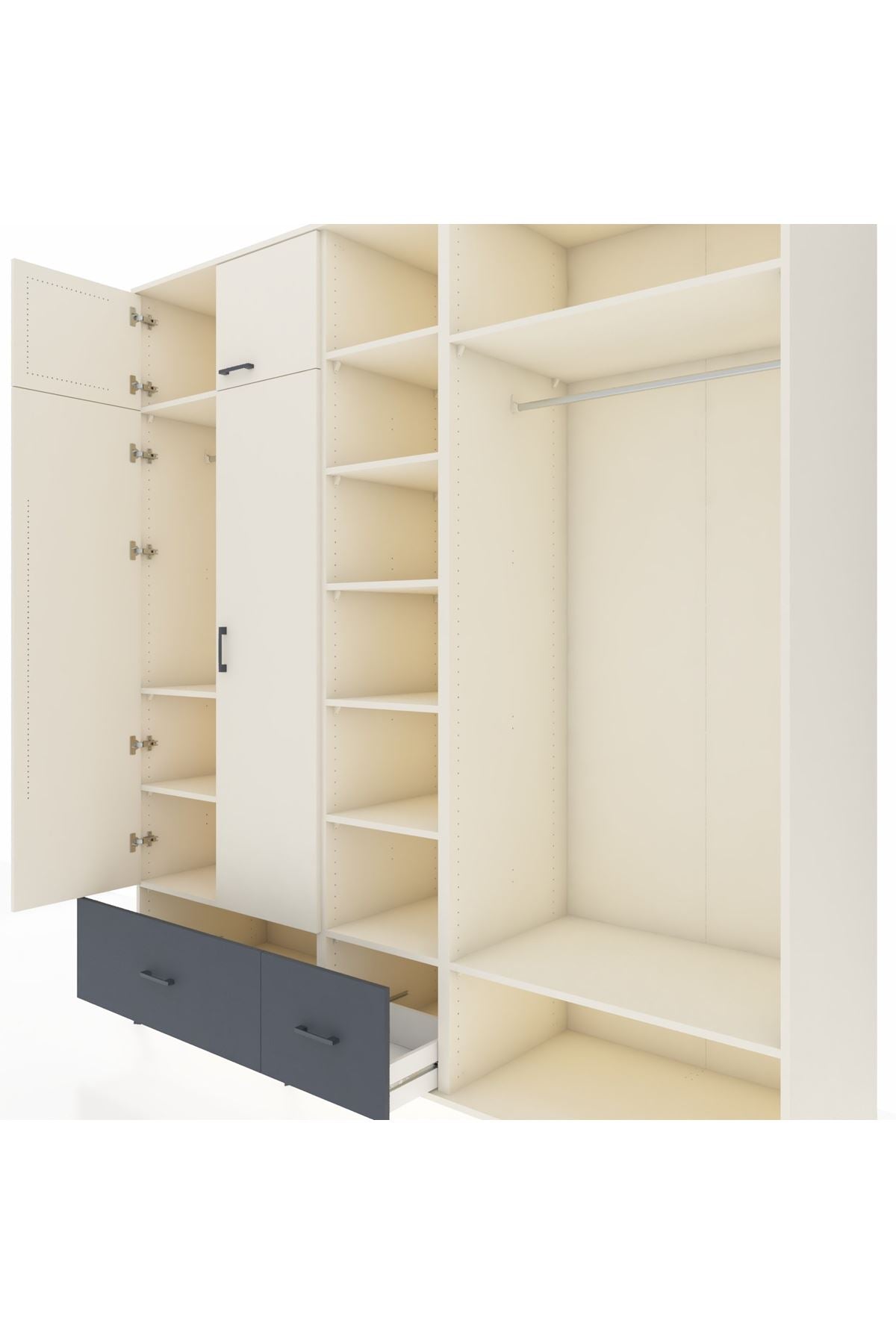 Kronos Dolap 12 Raflı 2 Çekmeceli 2 Askılı 220x59x243 - S784M046V05C