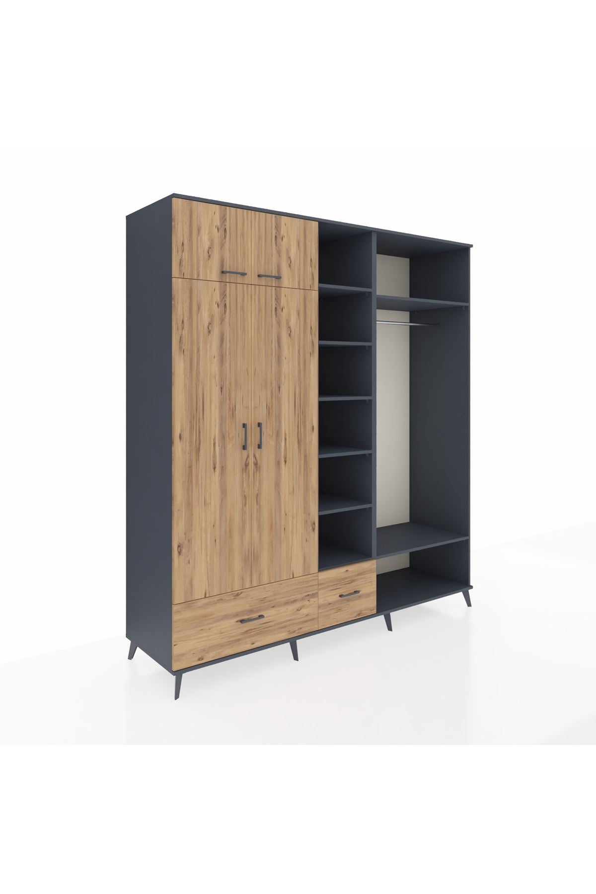 Kronos Dolap 12 Raflı 2 Çekmeceli 2 Askılı 220x59x243 - S784M046V12C