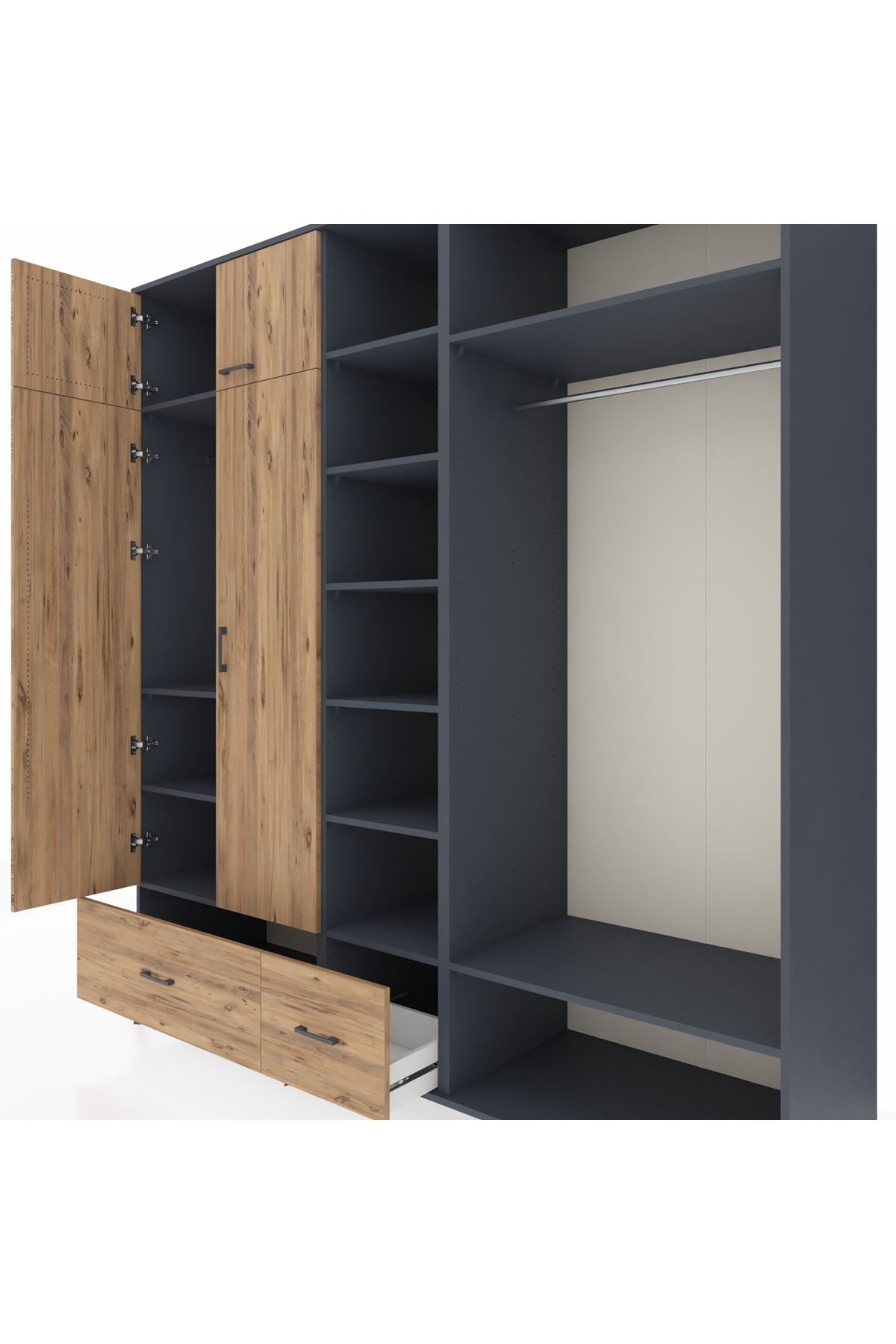 Kronos Dolap 12 Raflı 2 Çekmeceli 2 Askılı 220x59x243 - S784M046V12C