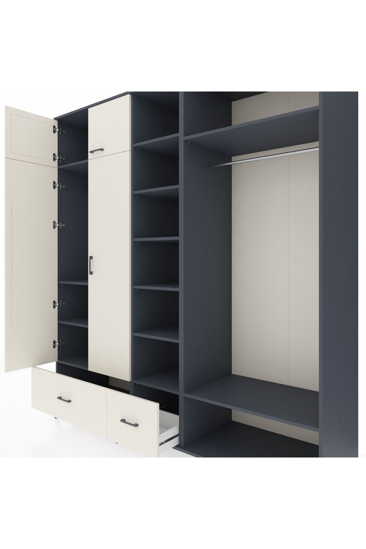 Kronos Dolap 12 Raflı 2 Çekmeceli 2 Askılı 220x59x243 - S784M046V13C