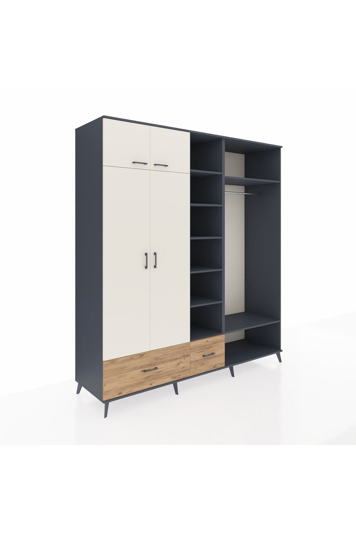Kronos Dolap 12 Raflı 2 Çekmeceli 2 Askılı 220x59x243 - S784M046V15C