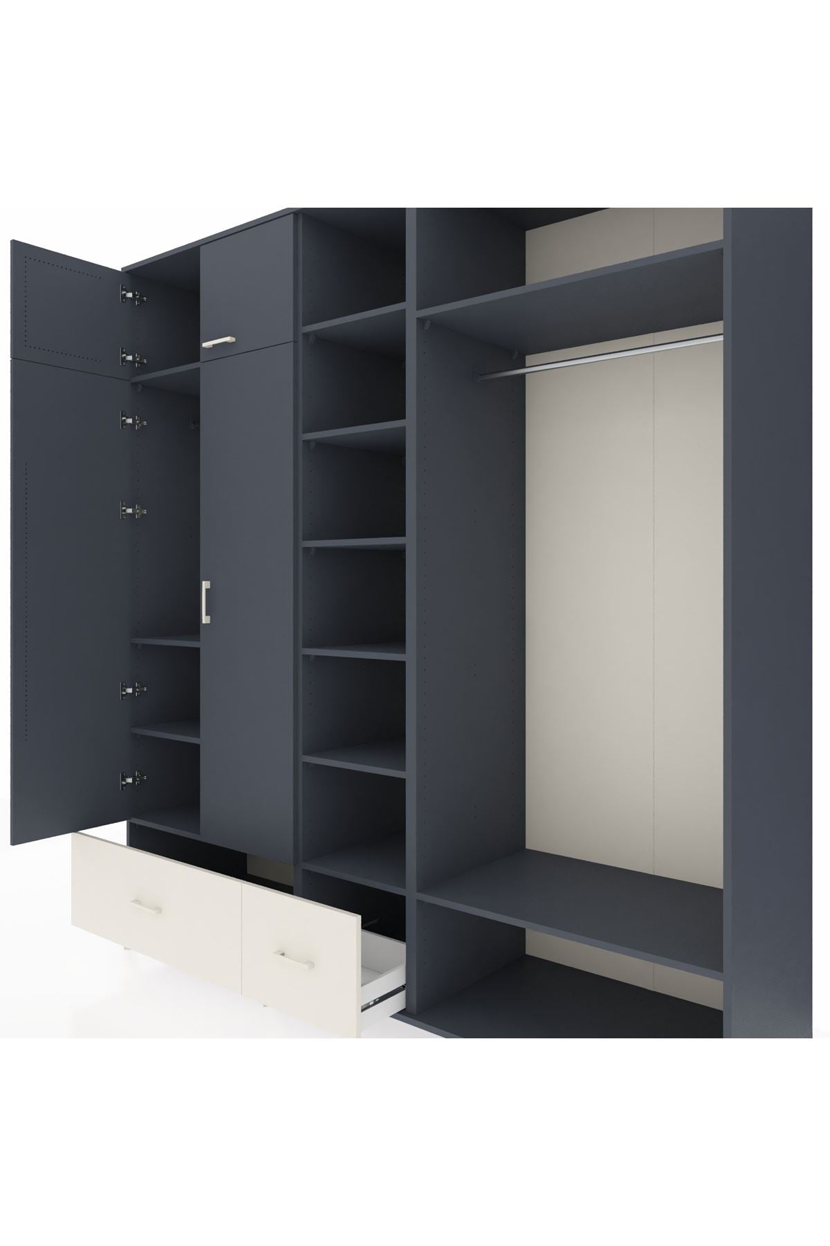 Kronos Dolap 12 Raflı 2 Çekmeceli 2 Askılı 220x59x243 - S784M046V16C