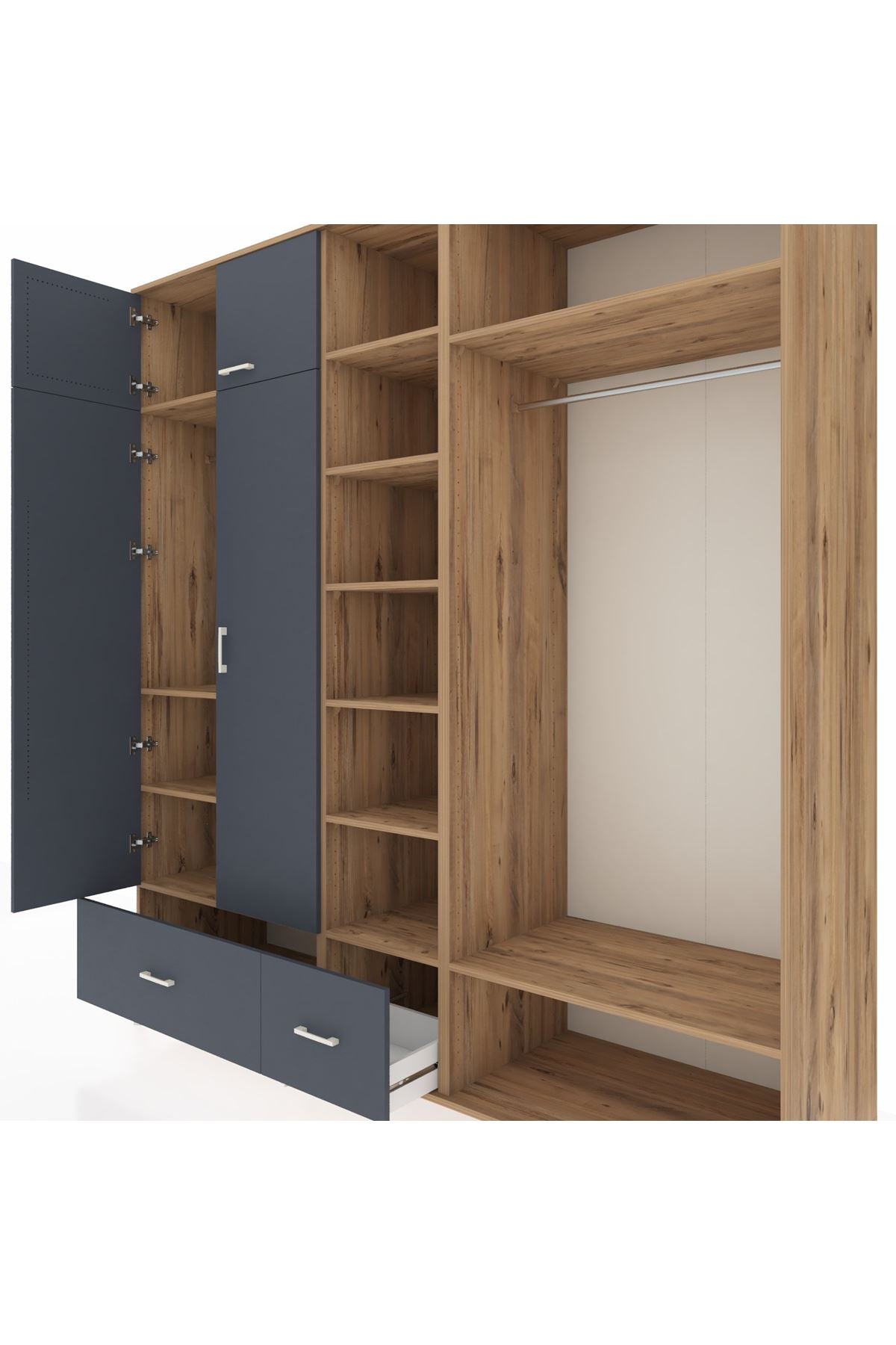Kronos Dolap 12 Raflı 2 Çekmeceli 2 Askılı 220x59x243 - S784M046V26C