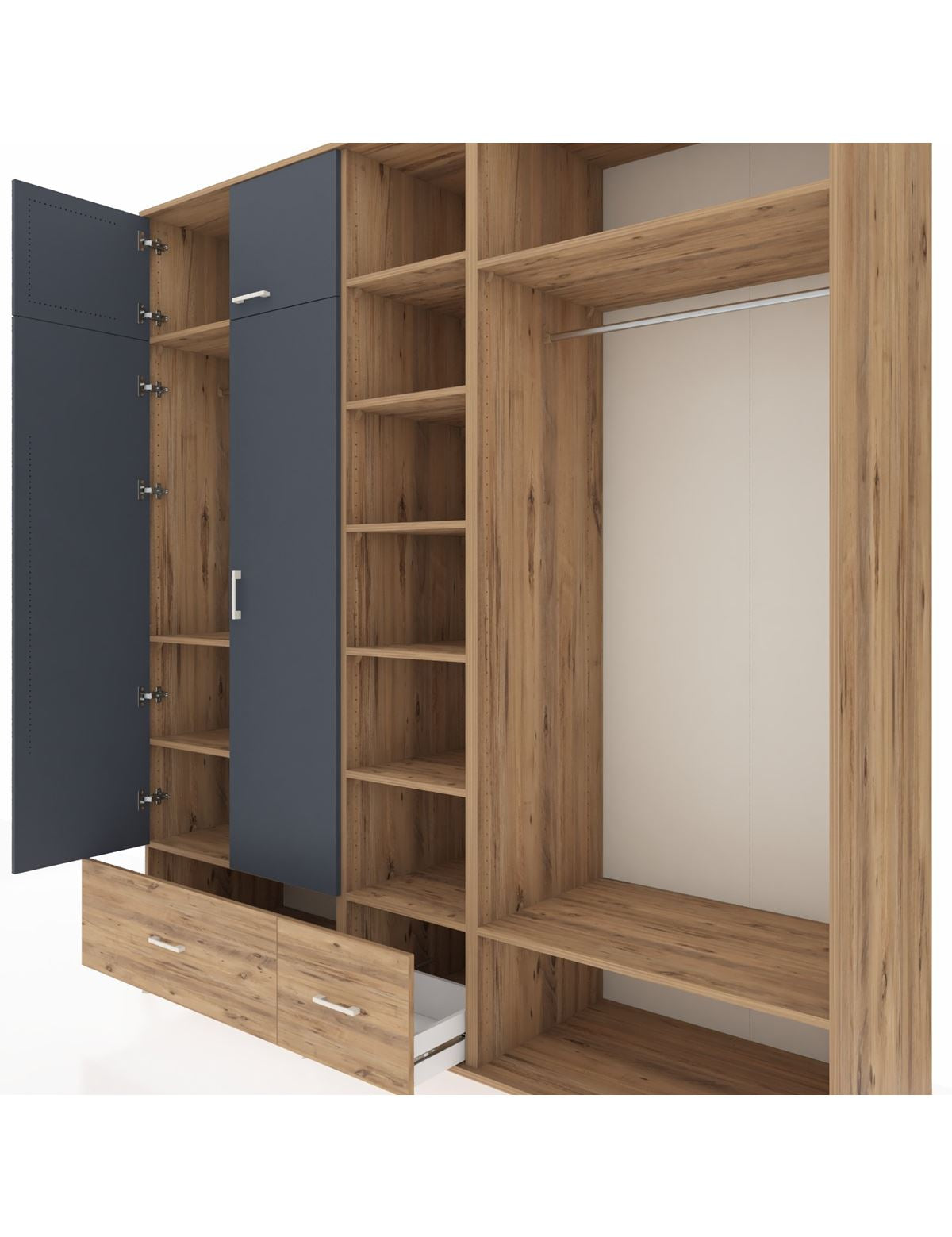 Kronos Dolap 12 Raflı 2 Çekmeceli 2 Askılı 220x59x243 - S784M046V27C