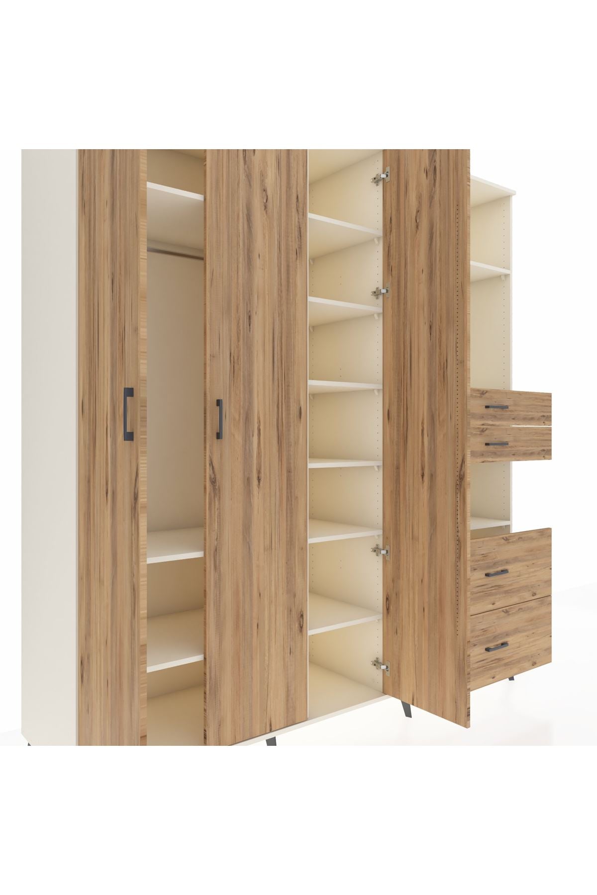 Kronos Dolap 12 Raflı 4 Çekmeceli Tek Askılı 220x59x243 - S784M047V03C