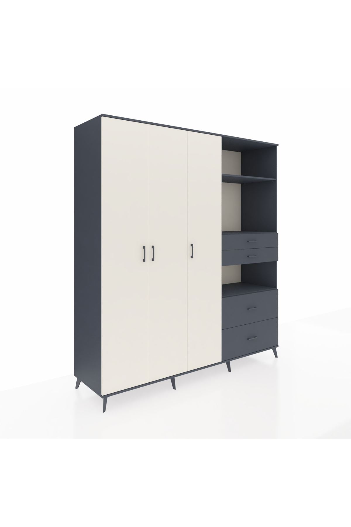 Kronos Dolap 12 Raflı 4 Çekmeceli Tek Askılı 220x59x243 - S784M047V14C