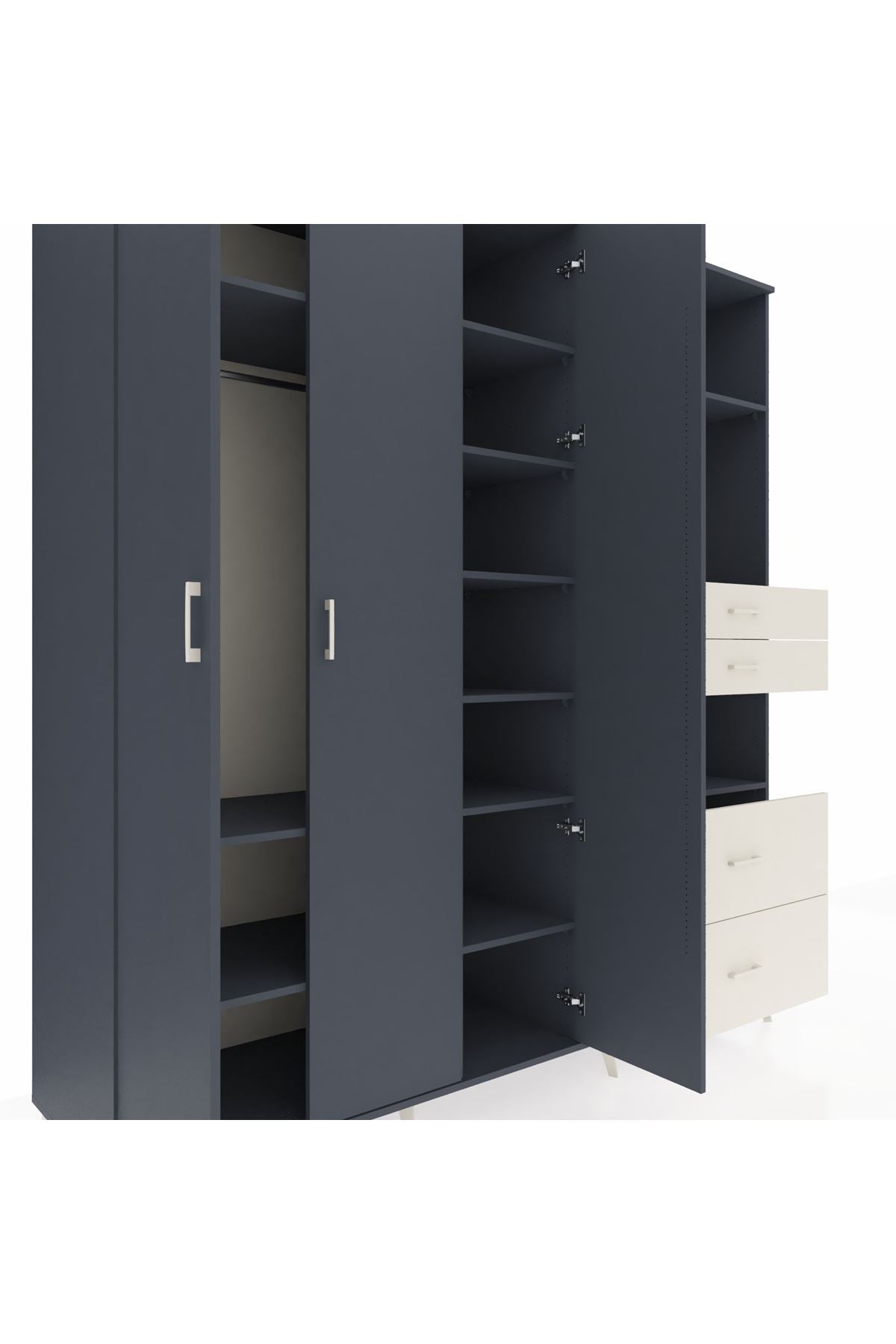 Kronos Dolap 12 Raflı 4 Çekmeceli Tek Askılı 220x59x243 - S784M047V16C