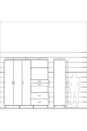 Kronos Dolap 12 Raflı 4 Çekmeceli Tek Askılı 220x59x243 - S784M047V17C