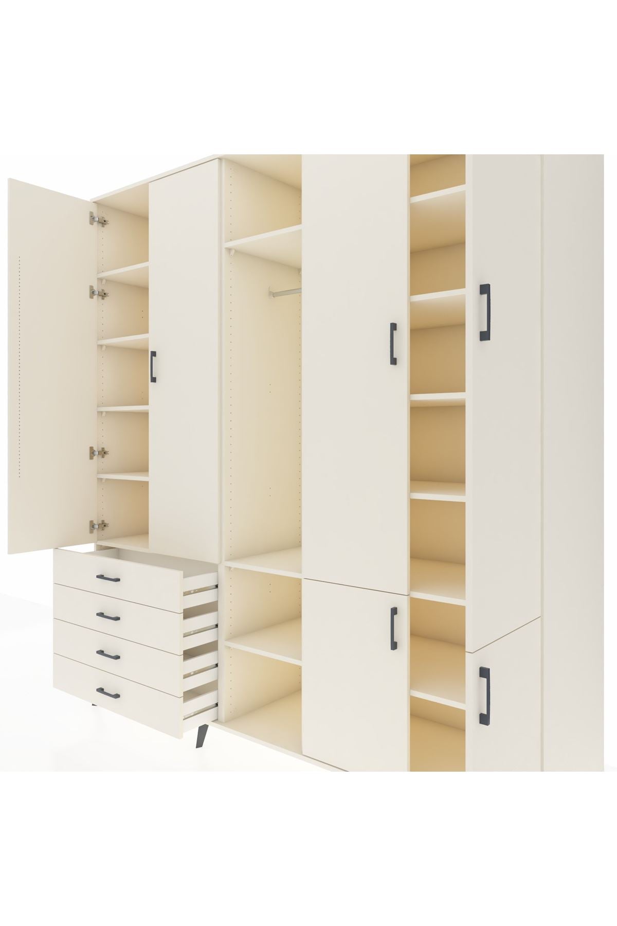 Kronos Dolap 14 Raflı 4 Çekmeceli Tek Askılı 220x59x243 - S784M048V04C