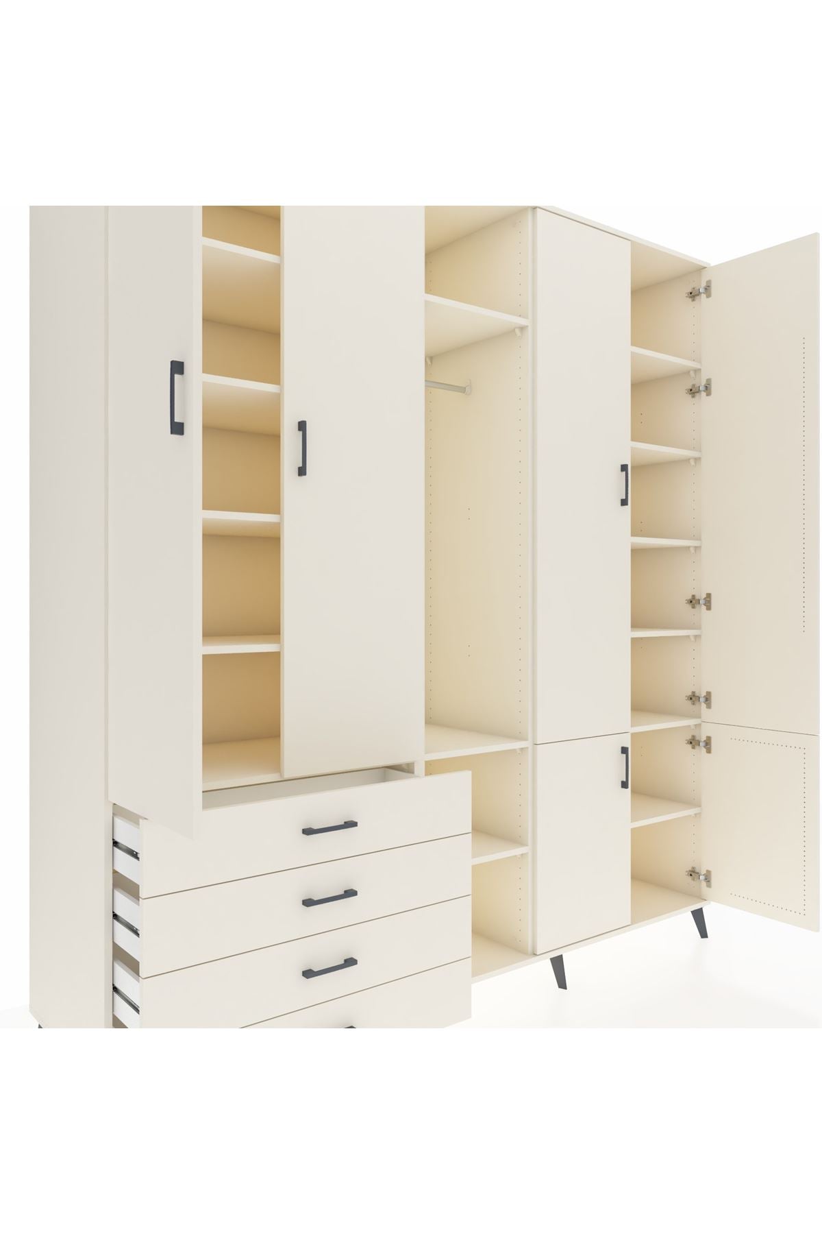 Kronos Dolap 14 Raflı 4 Çekmeceli Tek Askılı 220x59x243 - S784M048V04C