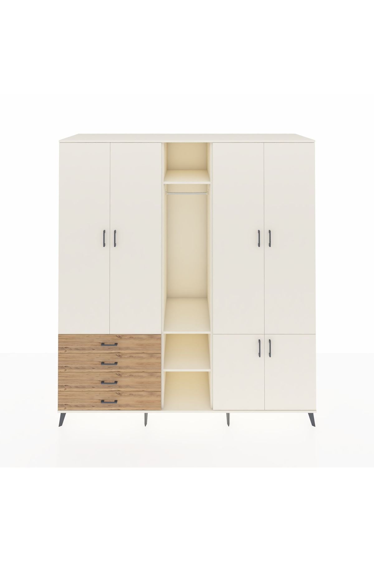 Kronos Dolap 14 Raflı 4 Çekmeceli Tek Askılı 220x59x243 - S784M048V06C