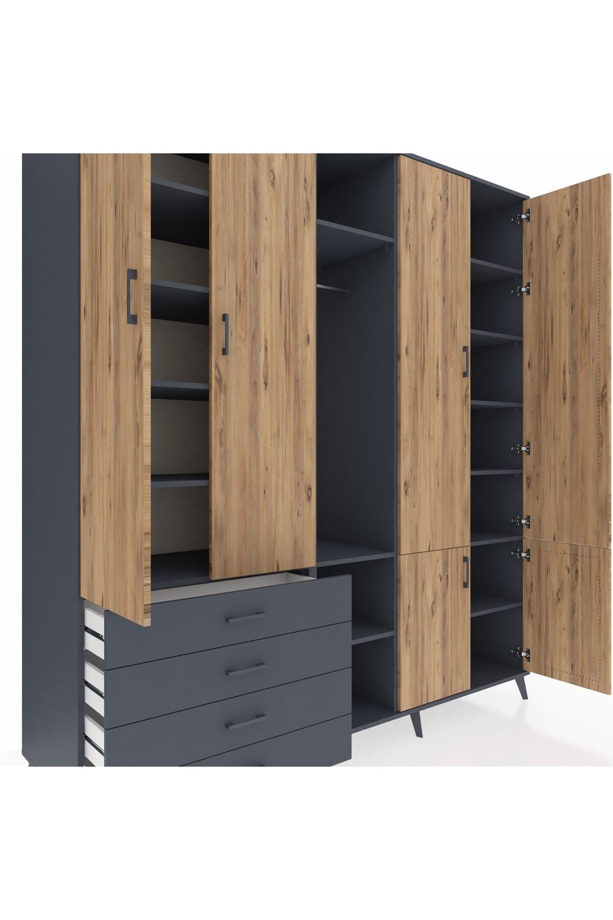 Kronos Dolap 14 Raflı 4 Çekmeceli Tek Askılı 220x59x243 - S784M048V11C