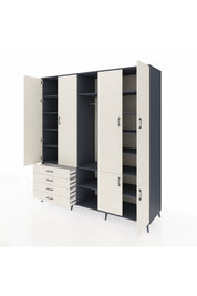 Kronos Dolap 14 Raflı 4 Çekmeceli Tek Askılı 220x59x243 - S784M048V13C