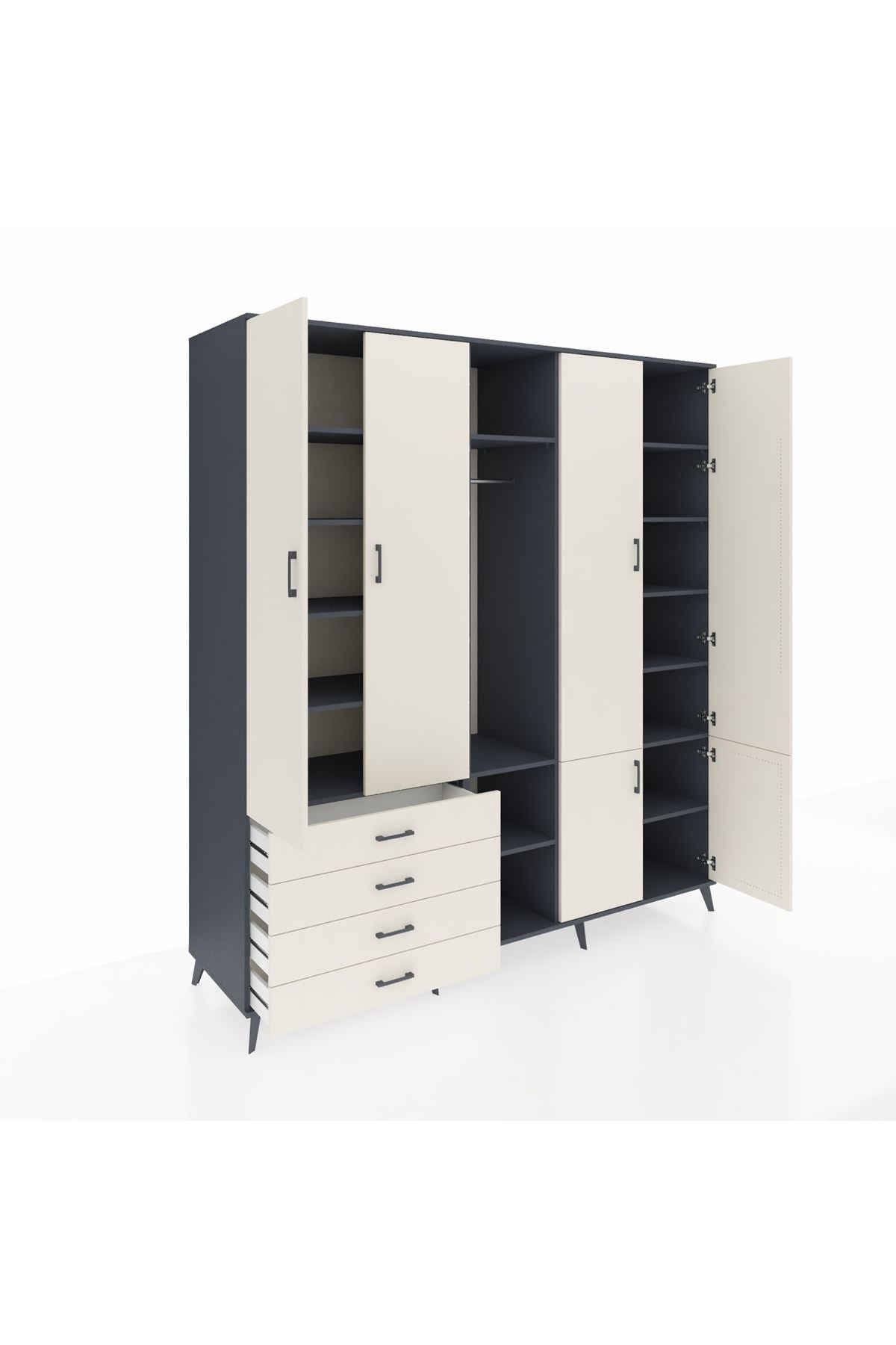 Kronos Dolap 14 Raflı 4 Çekmeceli Tek Askılı 220x59x243 - S784M048V13C