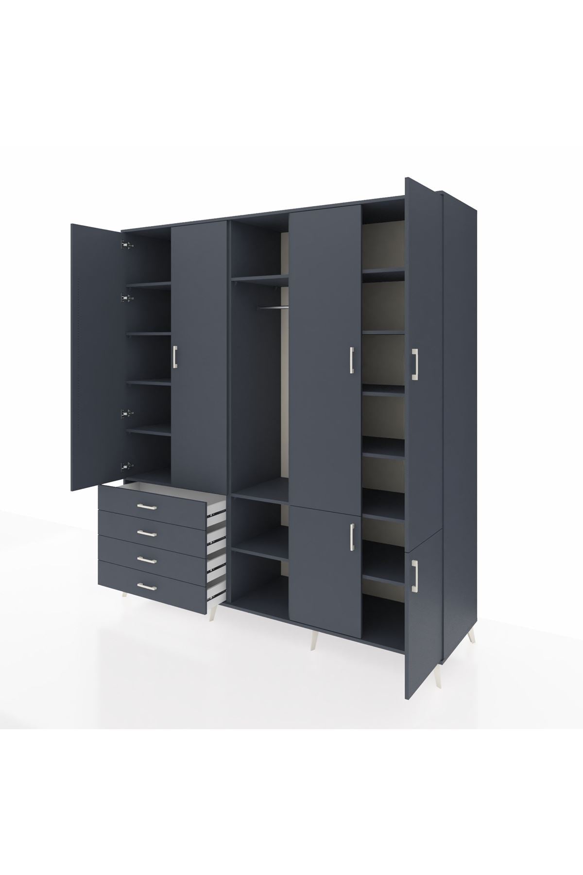 Kronos Dolap 14 Raflı 4 Çekmeceli Tek Askılı 220x59x243 - S784M048V17C