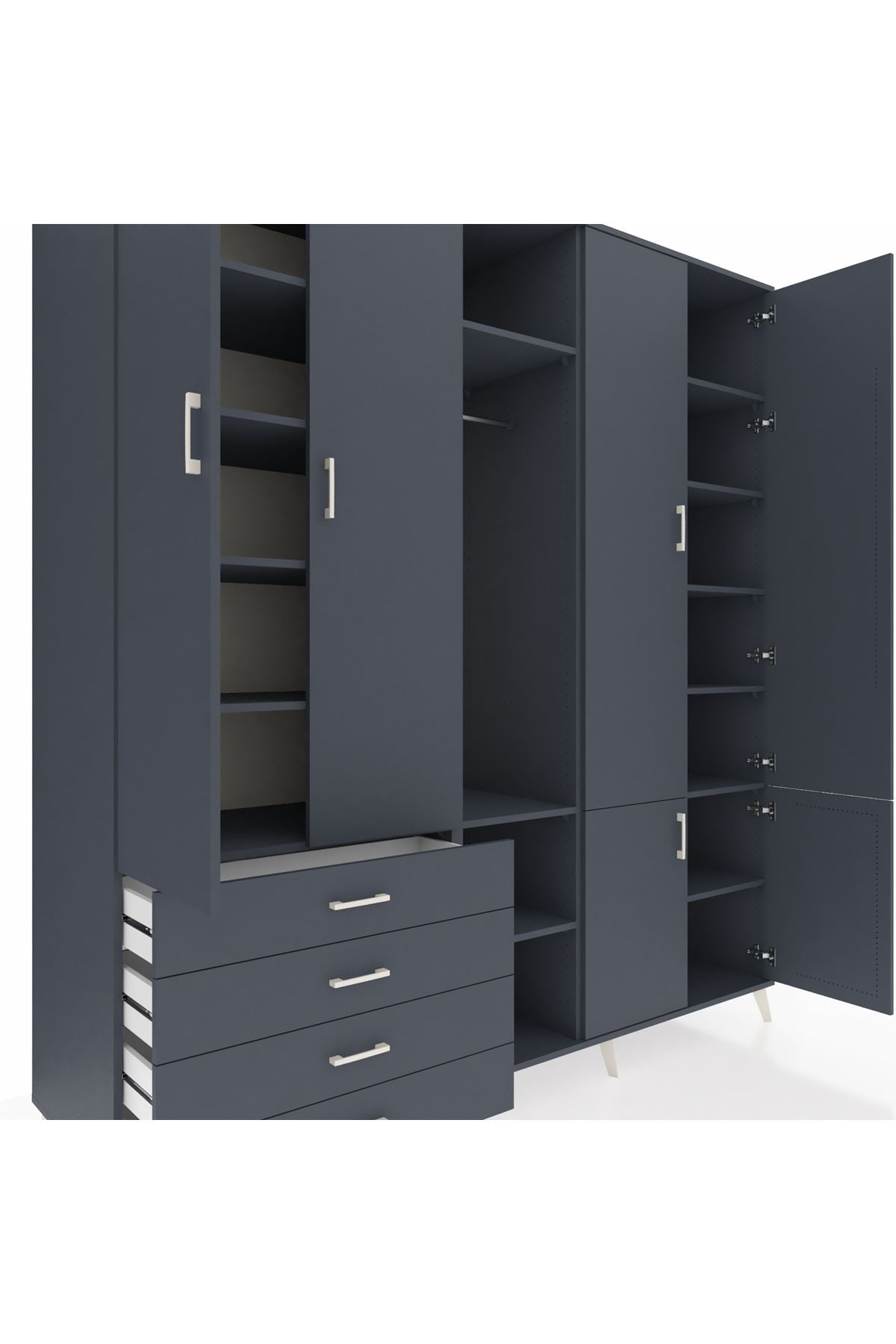 Kronos Dolap 14 Raflı 4 Çekmeceli Tek Askılı 220x59x243 - S784M048V17C