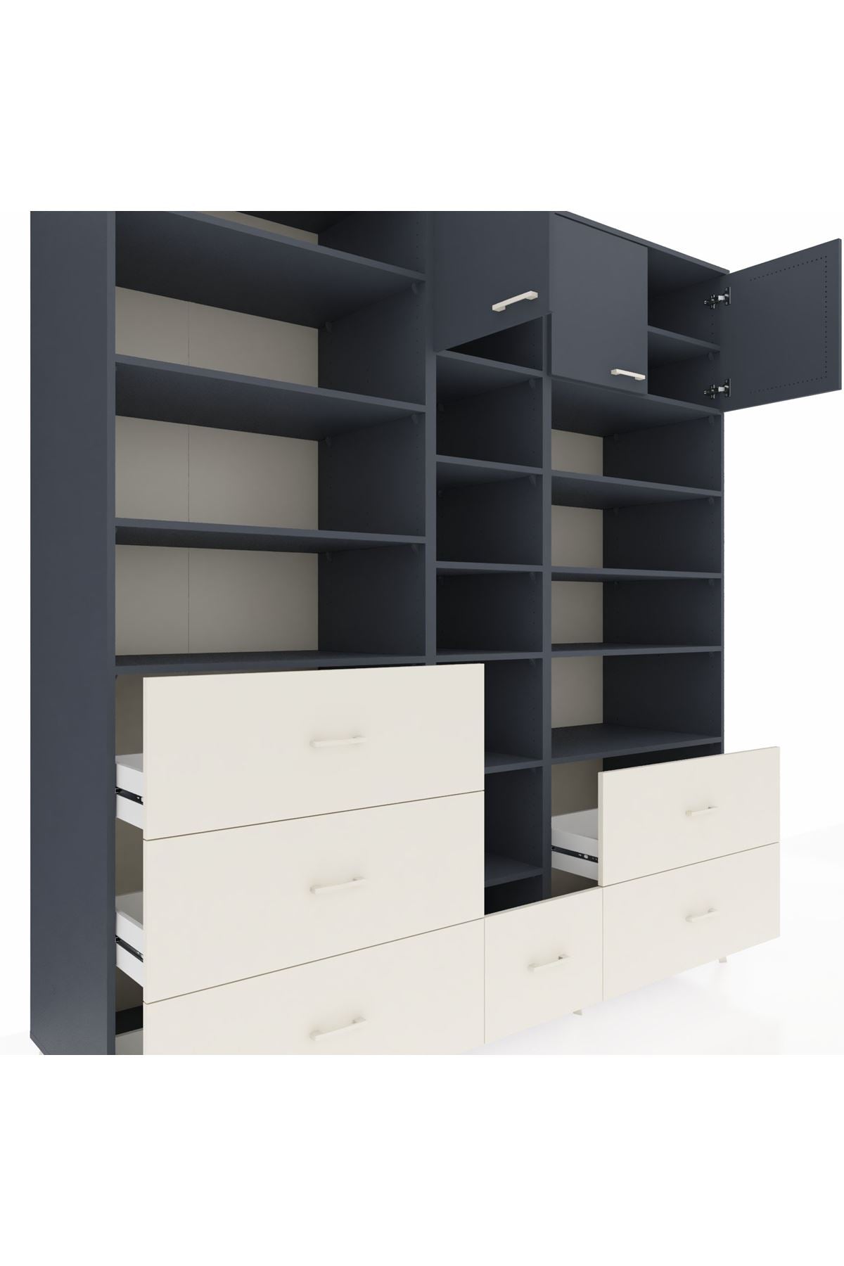 Kronos Dolap 17 Raflı 6 Çekmeceli 3 Kapaklı 220x59x243 - S784M049V16C