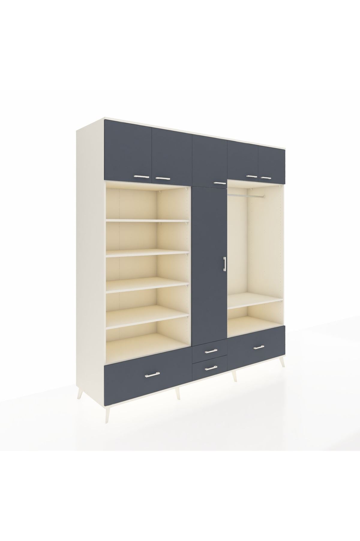 Kronos Dolap 18 Raflı 4 Çekmeceli Tek Askılı 220x59x243 - S784M050V08C