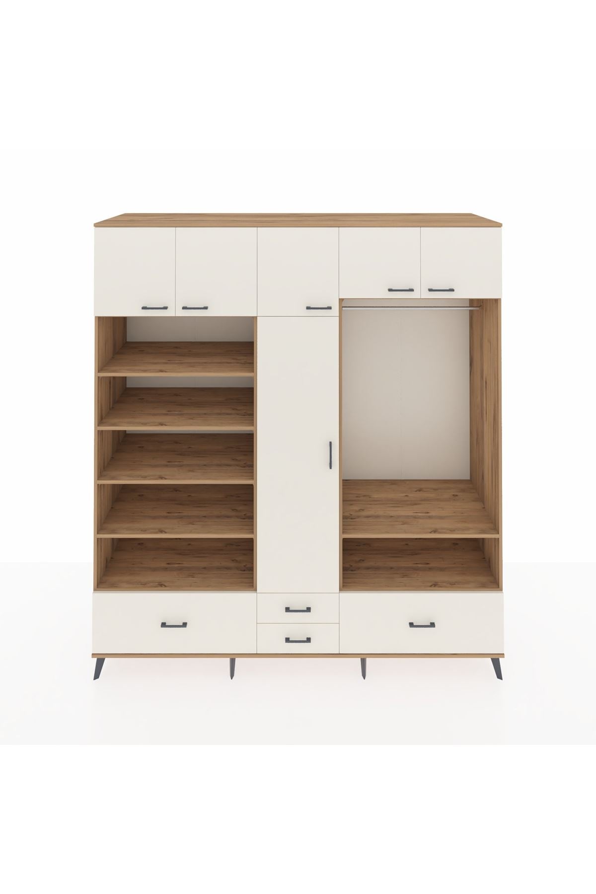 Kronos Dolap 18 Raflı 4 Çekmeceli Tek Askılı 220x59x243 - S784M050V22C