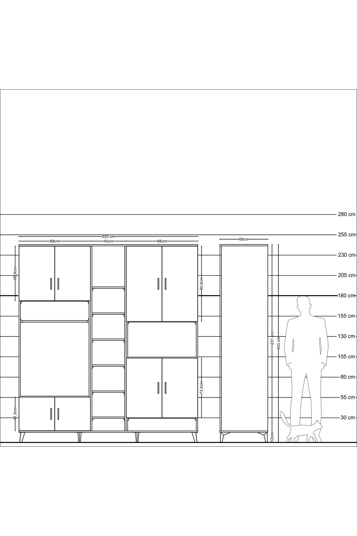 Kronos Dolap 18 Raflı 8 Kapaklı Tek Askılı 220x59x243 - S784M051V16C