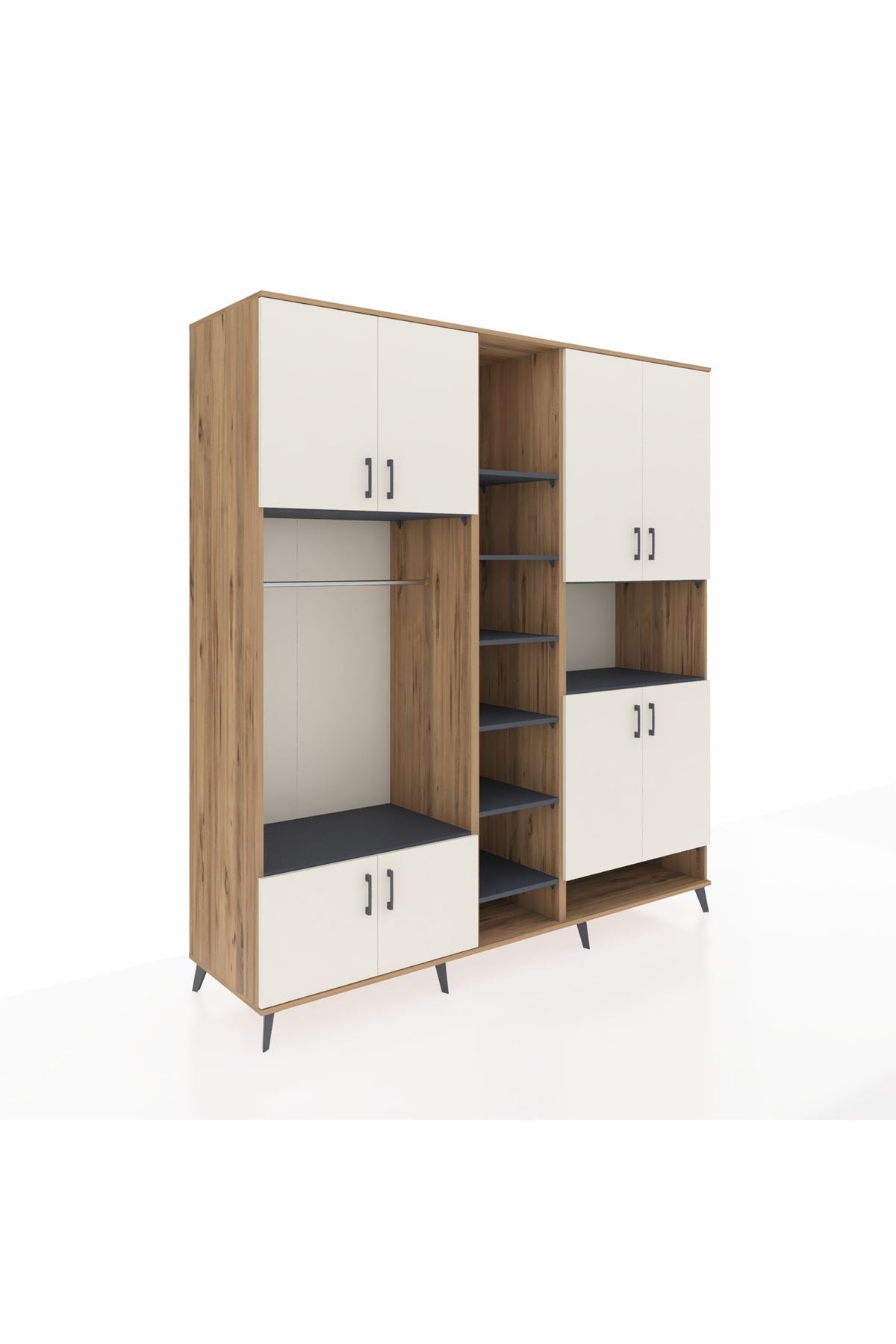 Kronos Dolap 18 Raflı 8 Kapaklı Tek Askılı 220x59x243 - S784M051V23C