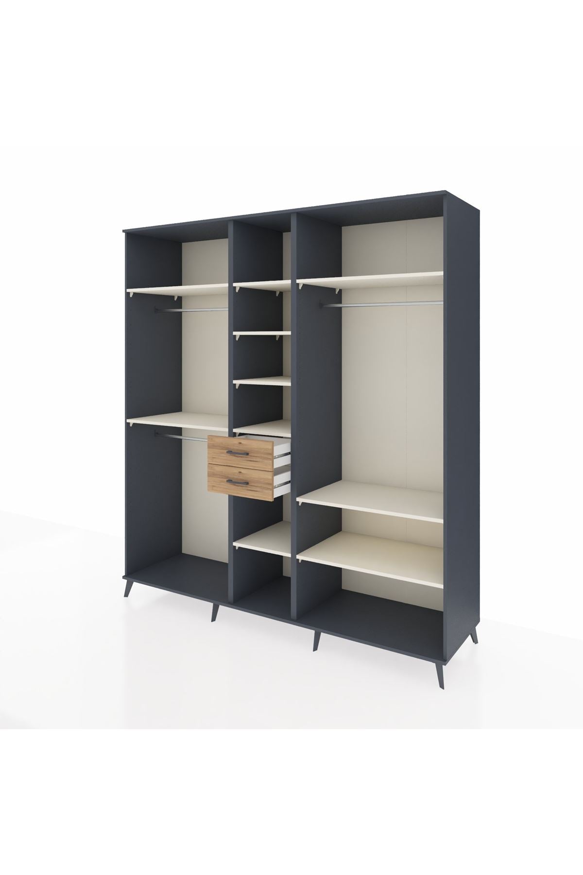 Kronos Dolap 10 Raflı 2 Çekmeceli 3 Askılı 220x59x243 - S784M052V15C