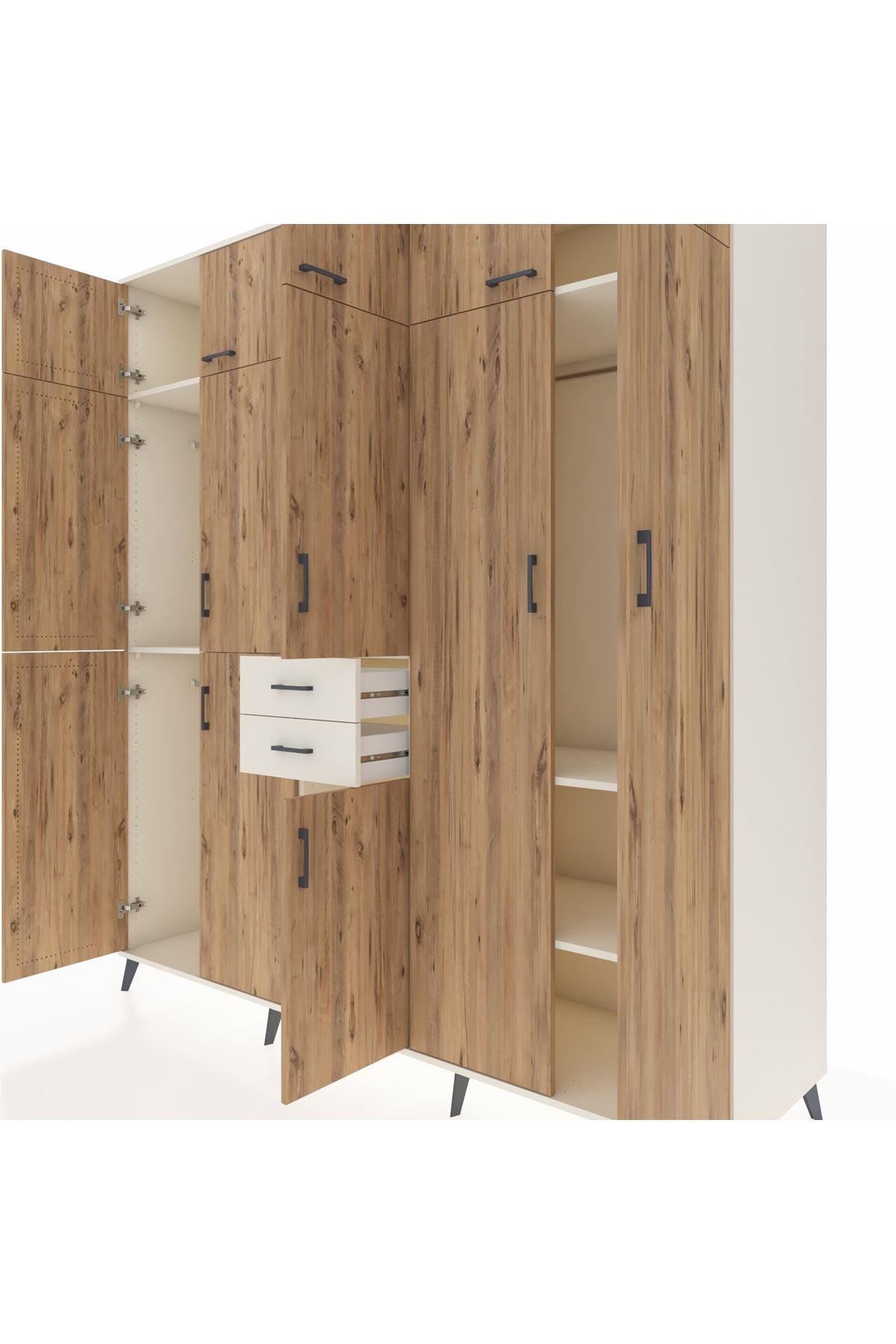 Kronos Dolap 10 Raflı 2 Çekmeceli 3 Askılı 220x59x243 - S784M053V01C
