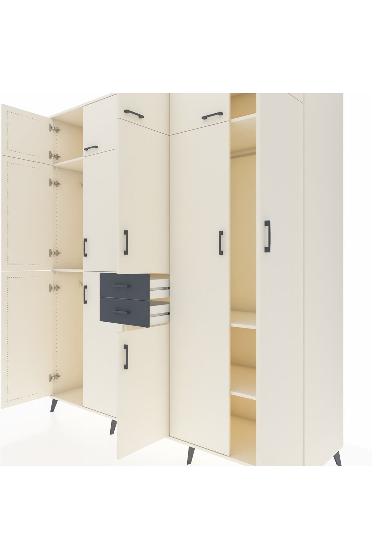 Kronos Dolap 10 Raflı 2 Çekmeceli 3 Askılı 220x59x243 - S784M053V05C