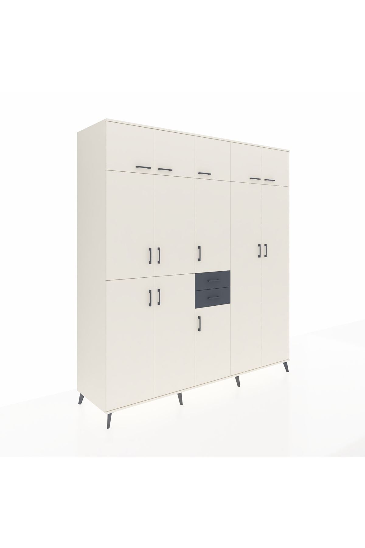 Kronos Dolap 10 Raflı 2 Çekmeceli 3 Askılı 220x59x243 - S784M053V05C