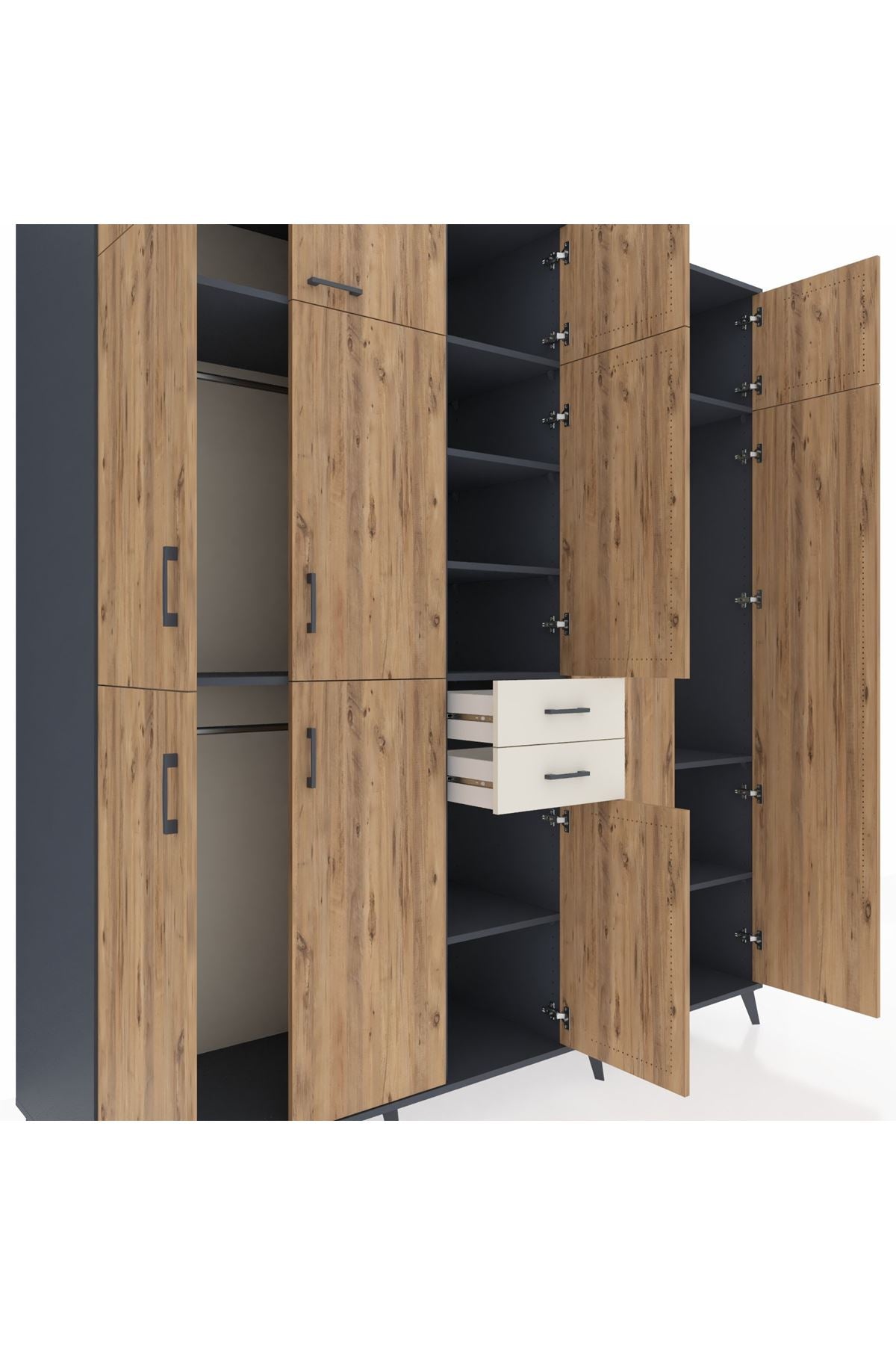 Kronos Dolap 10 Raflı 2 Çekmeceli 3 Askılı 220x59x243 - S784M053V10C