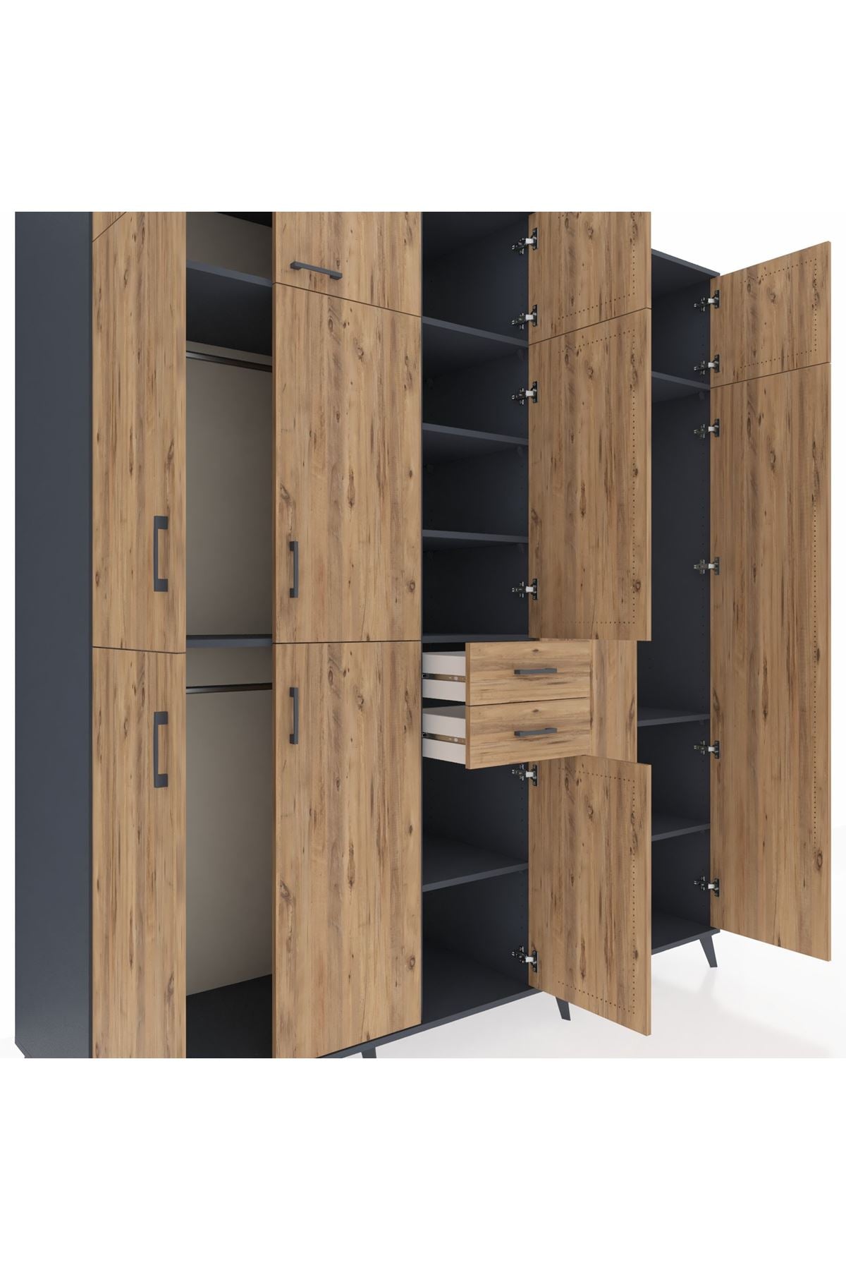 Kronos Dolap 10 Raflı 2 Çekmeceli 3 Askılı 220x59x243 - S784M053V12C