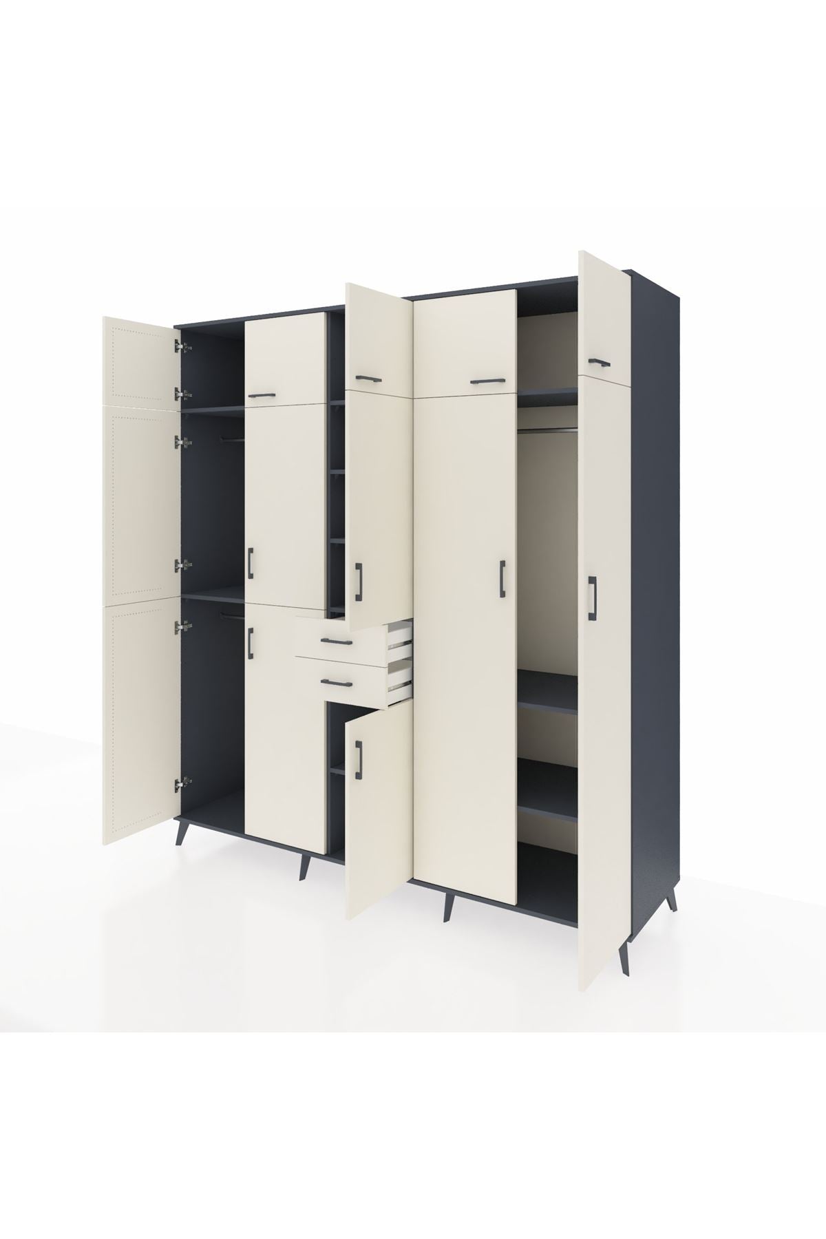 Kronos Dolap 10 Raflı 2 Çekmeceli 3 Askılı 220x59x243 - S784M053V13C