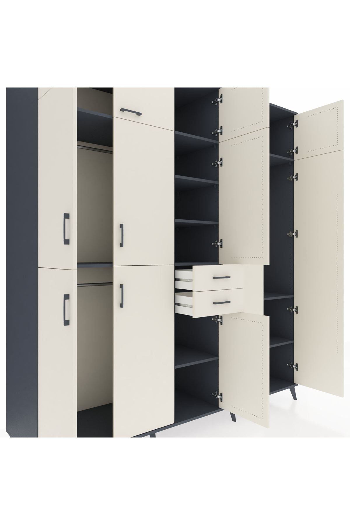 Kronos Dolap 10 Raflı 2 Çekmeceli 3 Askılı 220x59x243 - S784M053V13C