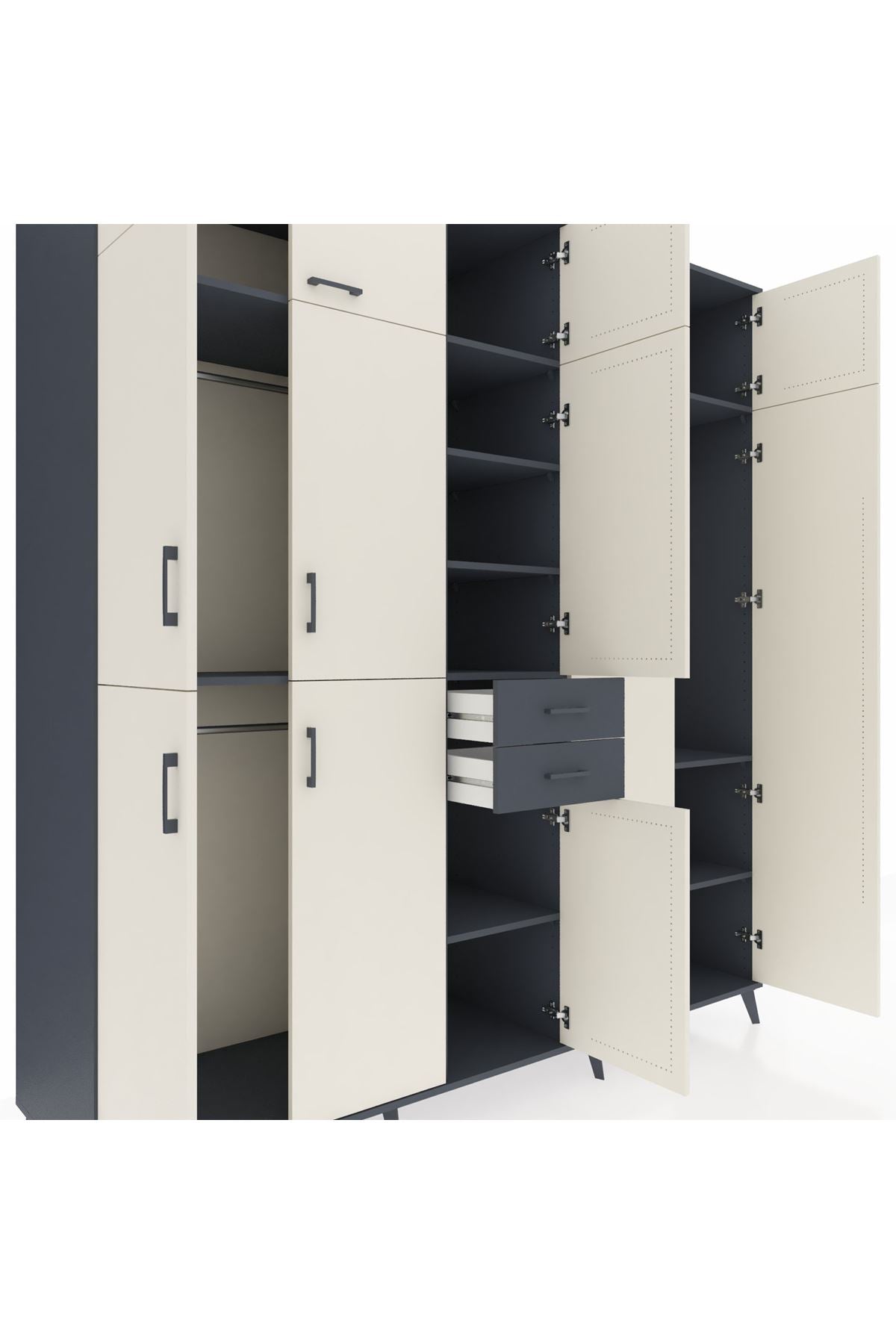 Kronos Dolap 10 Raflı 2 Çekmeceli 3 Askılı 220x59x243 - S784M053V14C