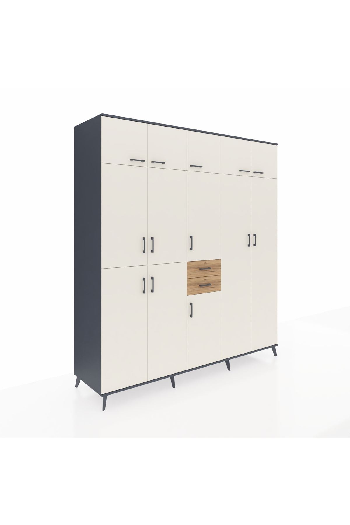 Kronos Dolap 10 Raflı 2 Çekmeceli 3 Askılı 220x59x243 - S784M053V15C