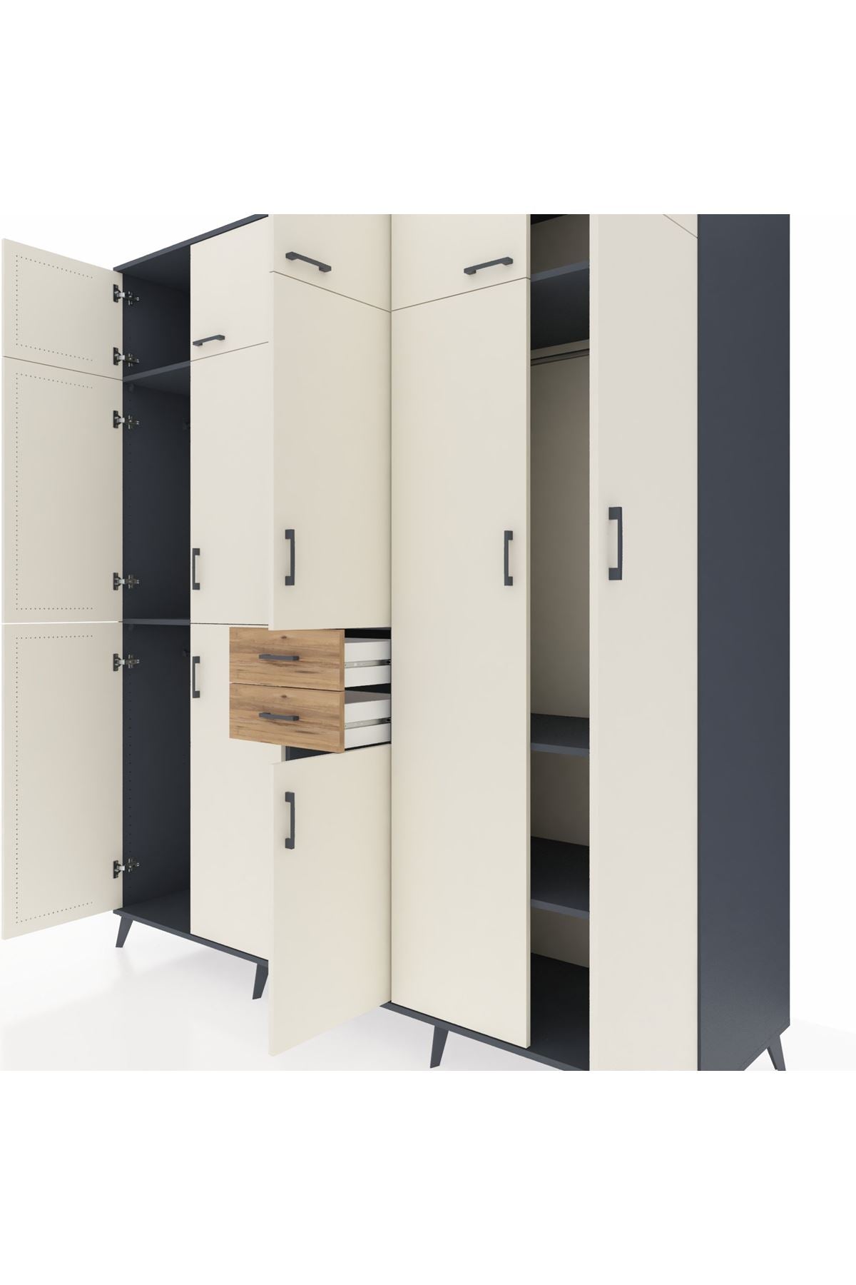 Kronos Dolap 10 Raflı 2 Çekmeceli 3 Askılı 220x59x243 - S784M053V15C