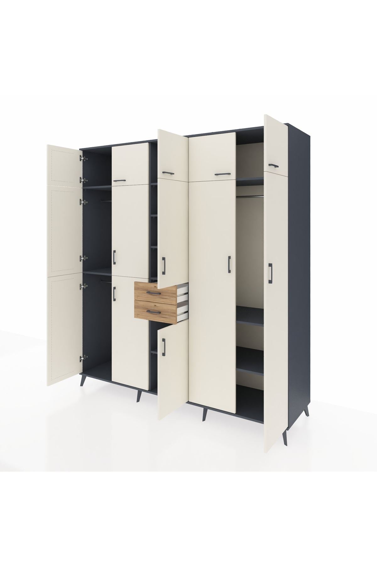 Kronos Dolap 10 Raflı 2 Çekmeceli 3 Askılı 220x59x243 - S784M053V15C