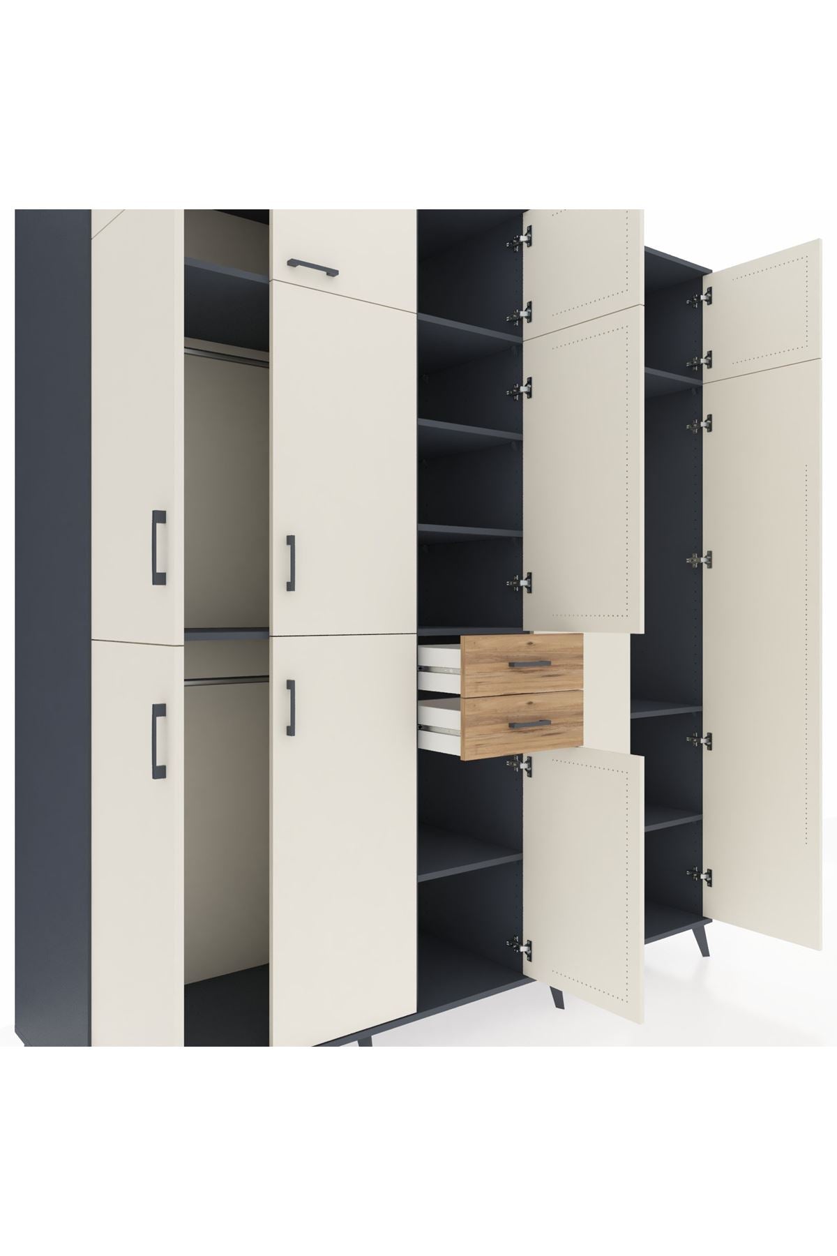 Kronos Dolap 10 Raflı 2 Çekmeceli 3 Askılı 220x59x243 - S784M053V15C